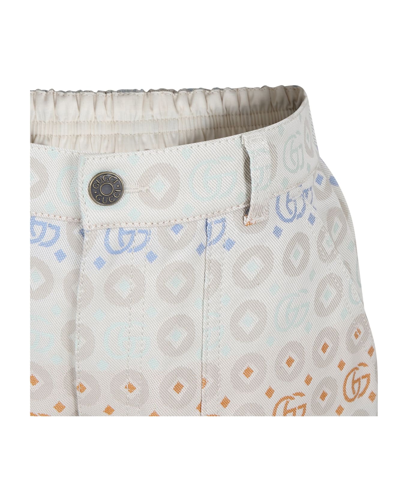Gucci Ivory Pepe trousers For Kids With Double G - Ivory