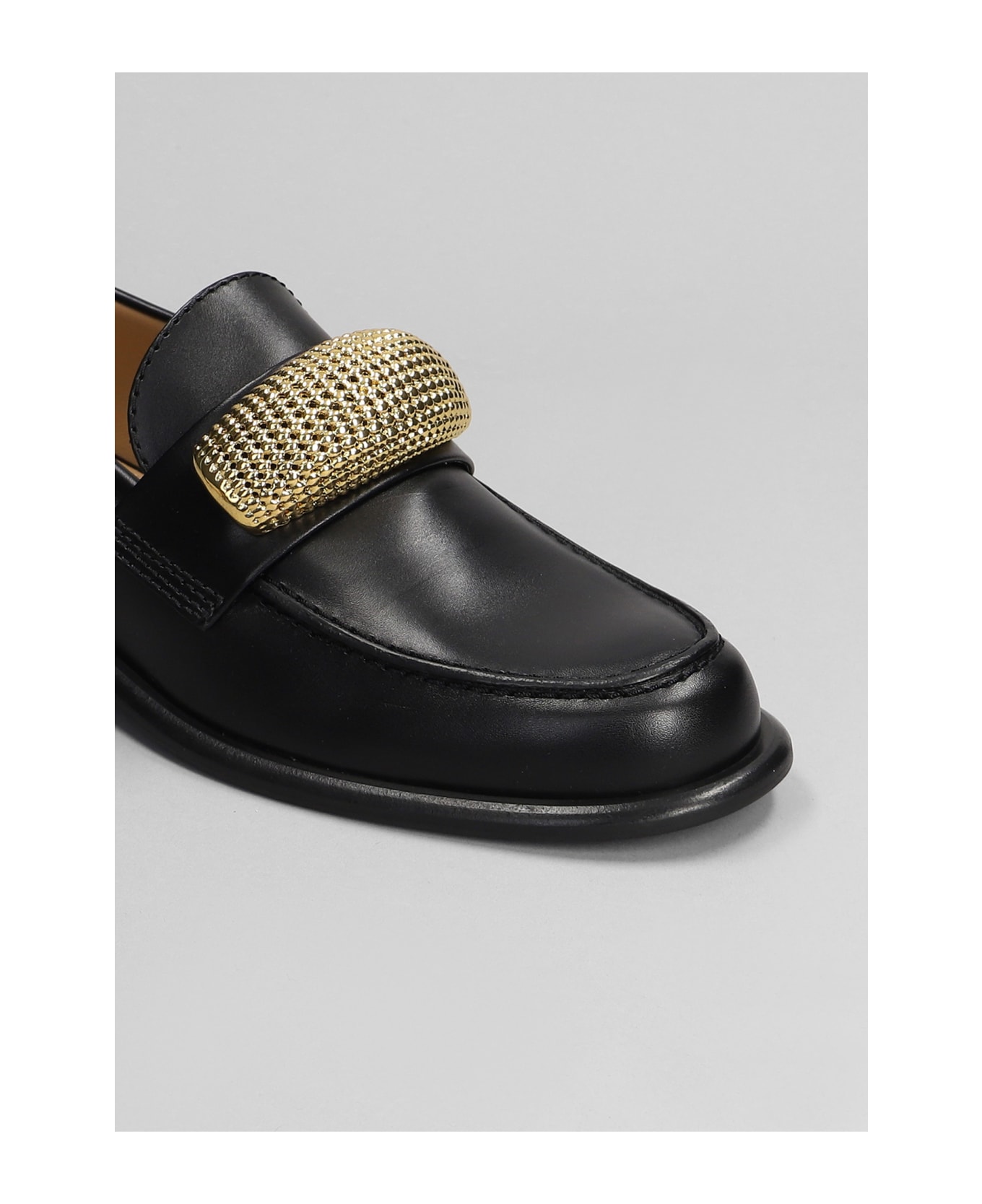 J.W. Anderson Pop Corn Macassin Loafers In Black Leather - black