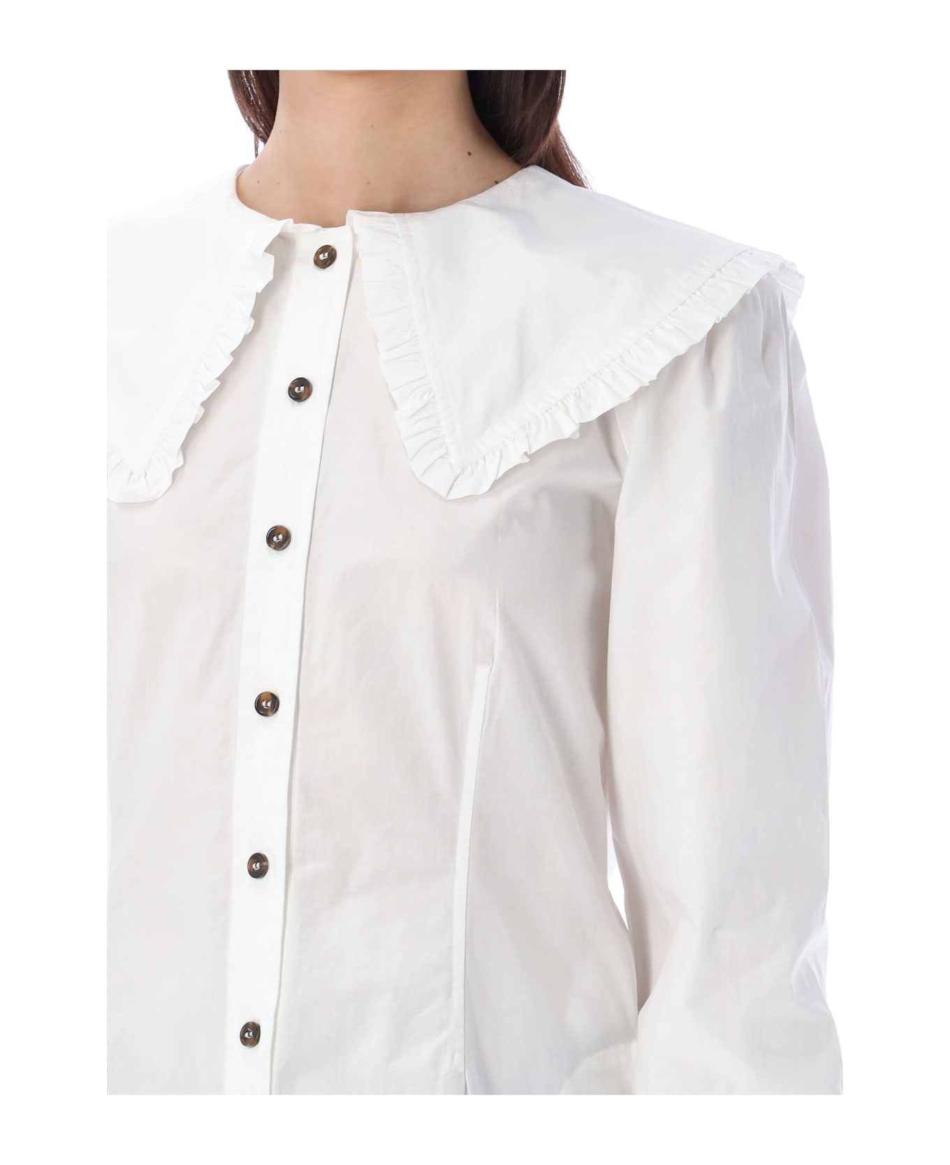 Ganni Poplin Shirt - WHITE