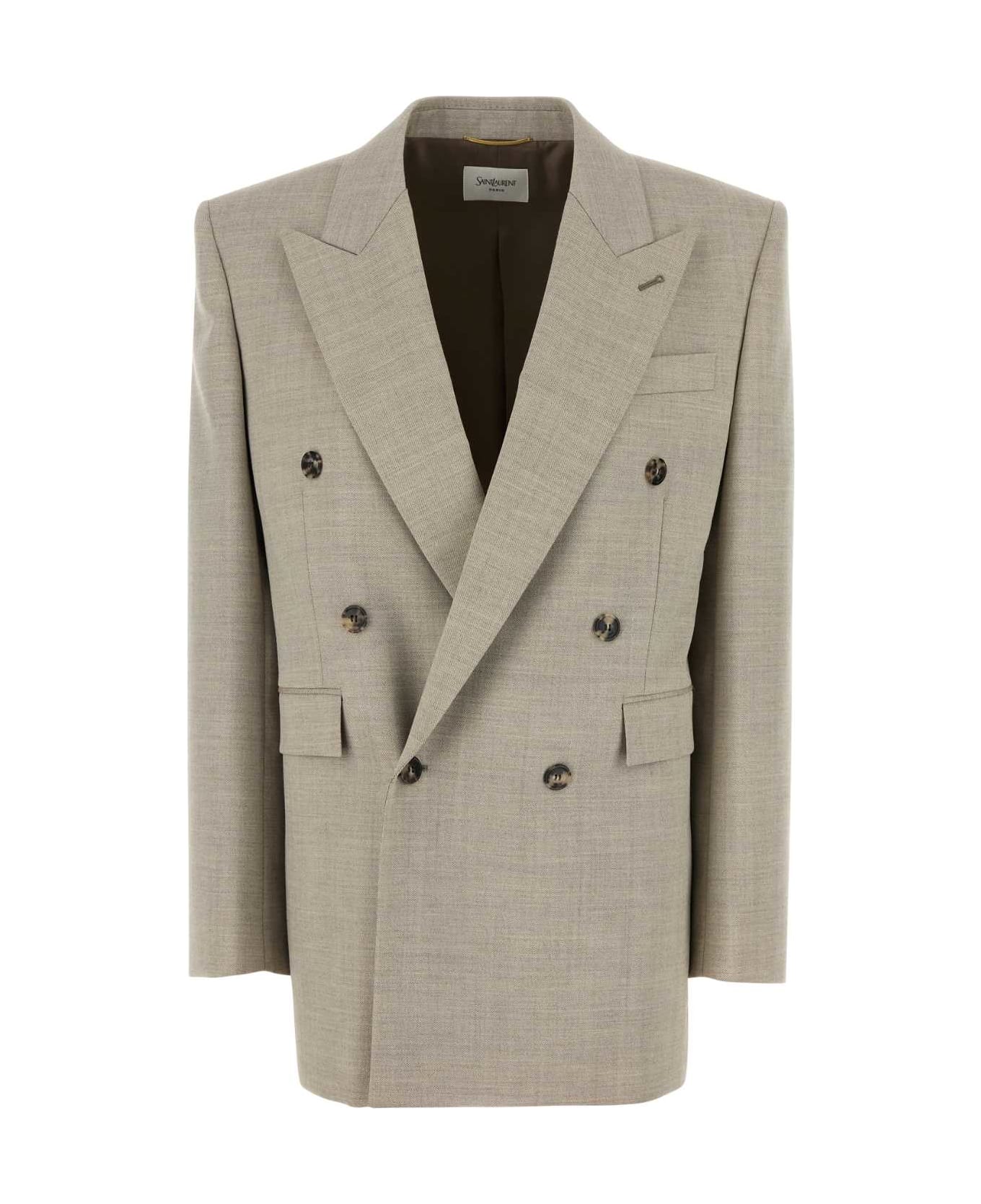 Saint Laurent Cappuccino Wool Blazer - BEIGETAUPE