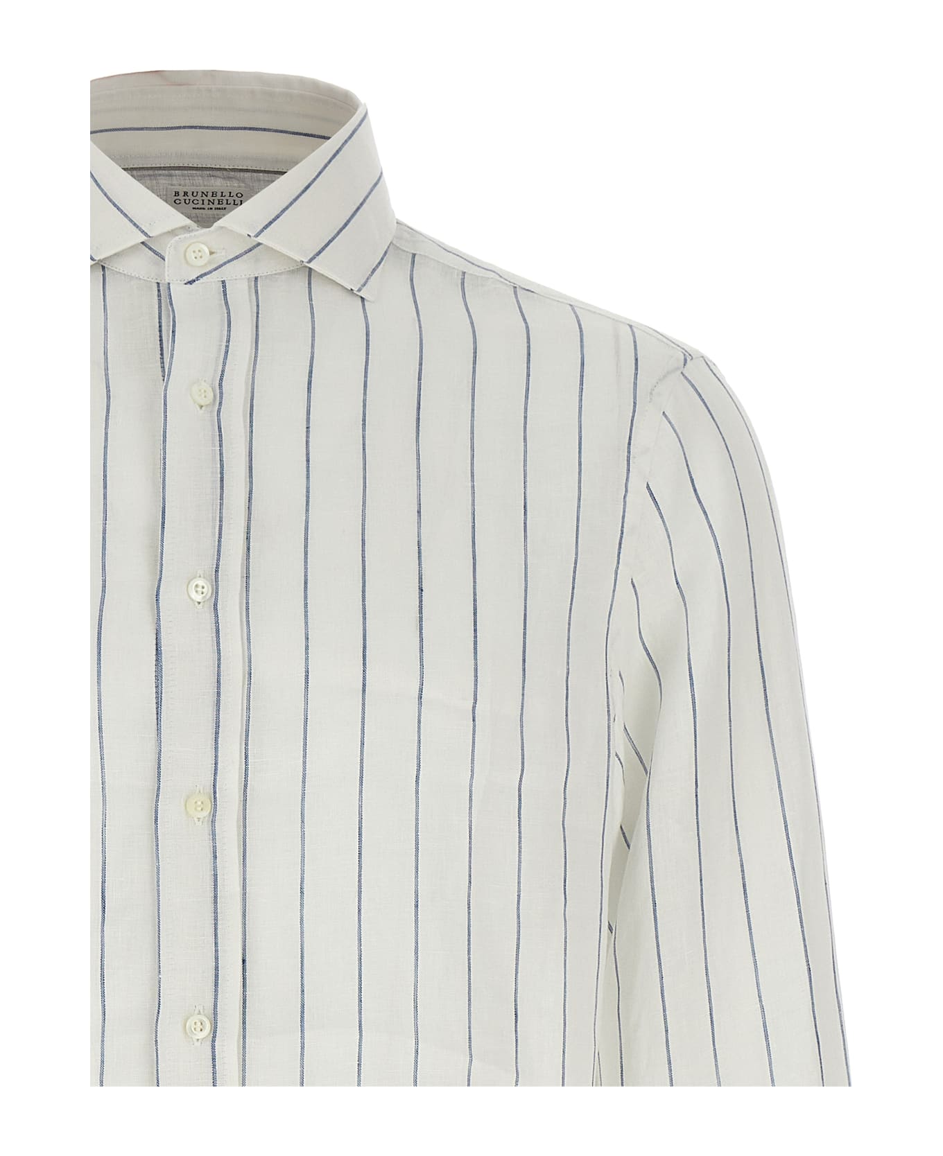 Brunello Cucinelli Striped Linen Shirt - White