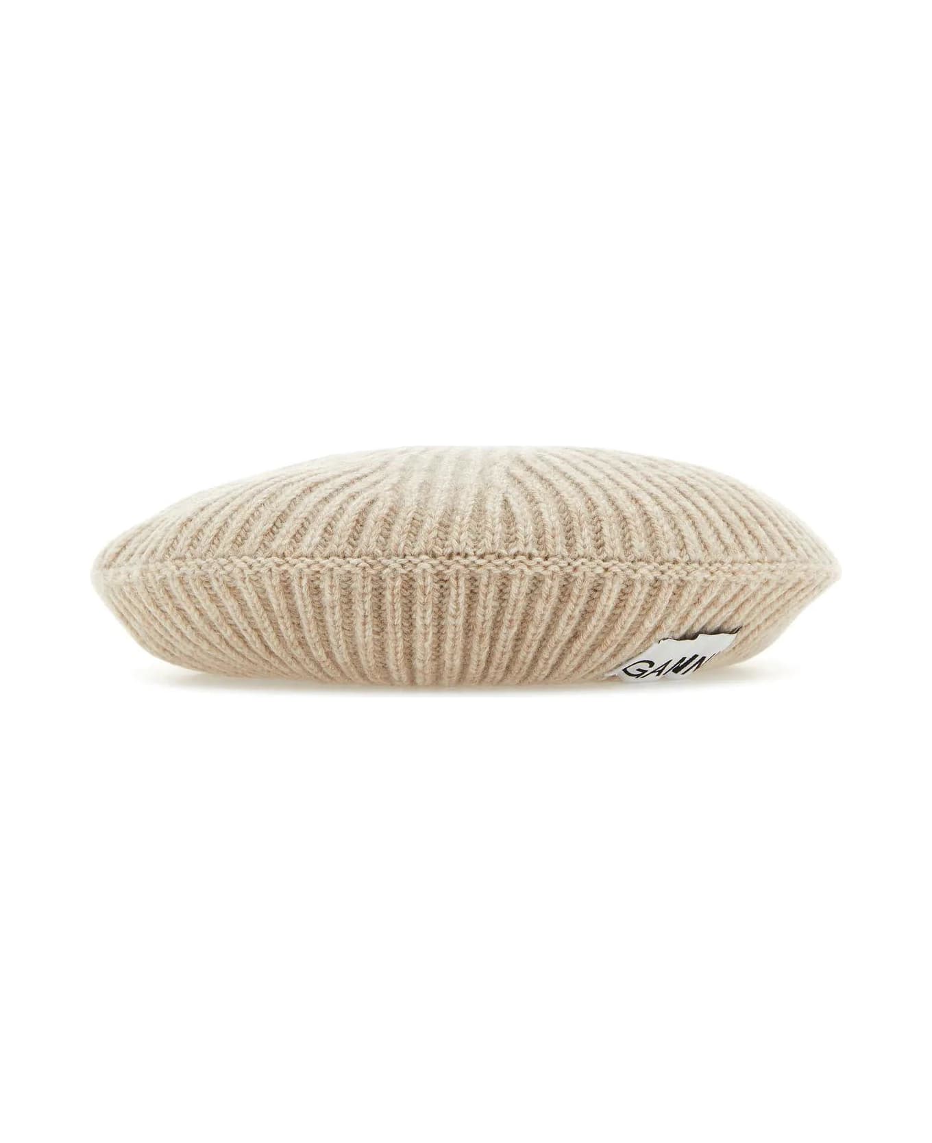 Ganni Sand Wool Blend Beret