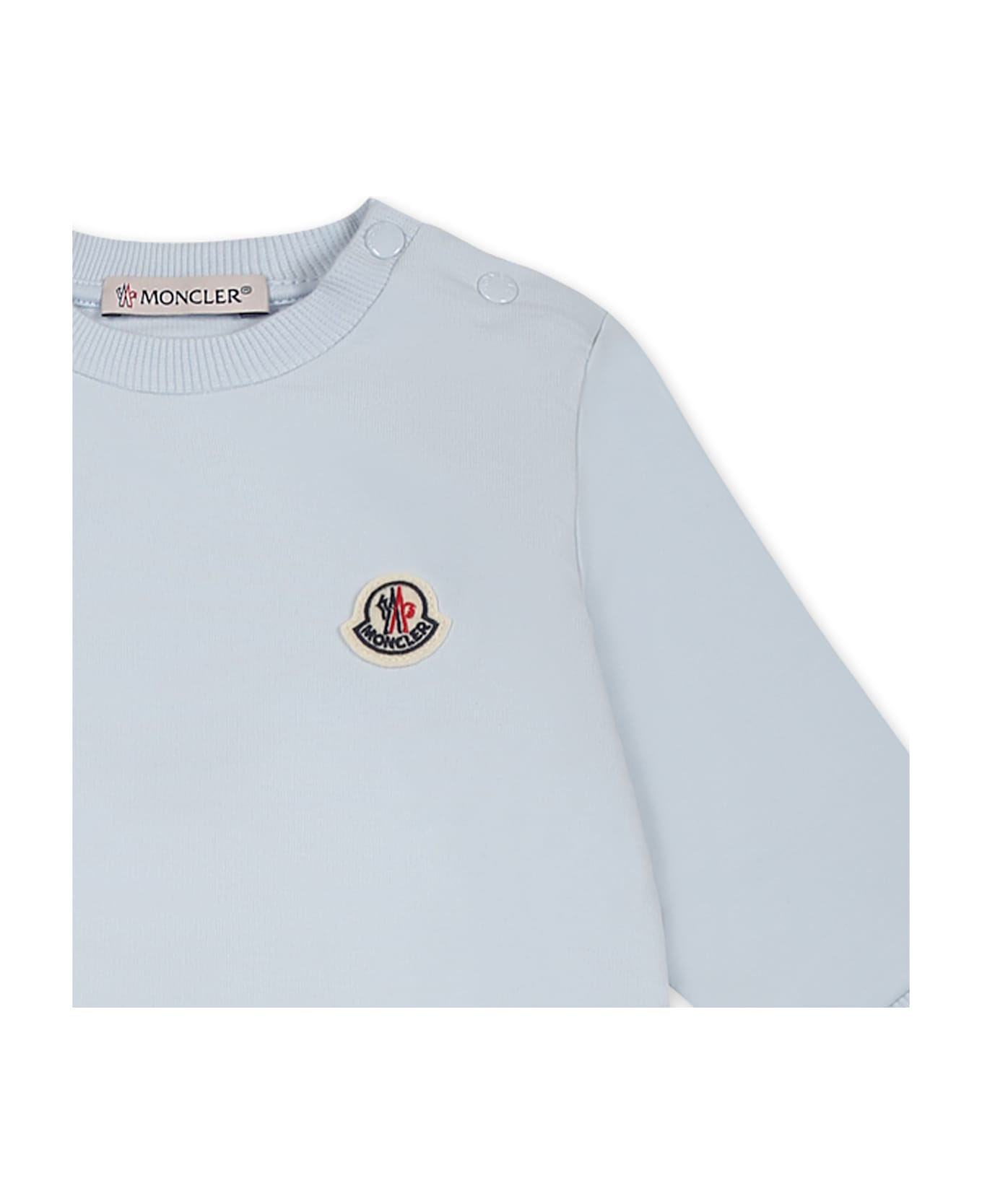 Moncler Light Blue Suit For Baby Boy With Logo - Light Blue