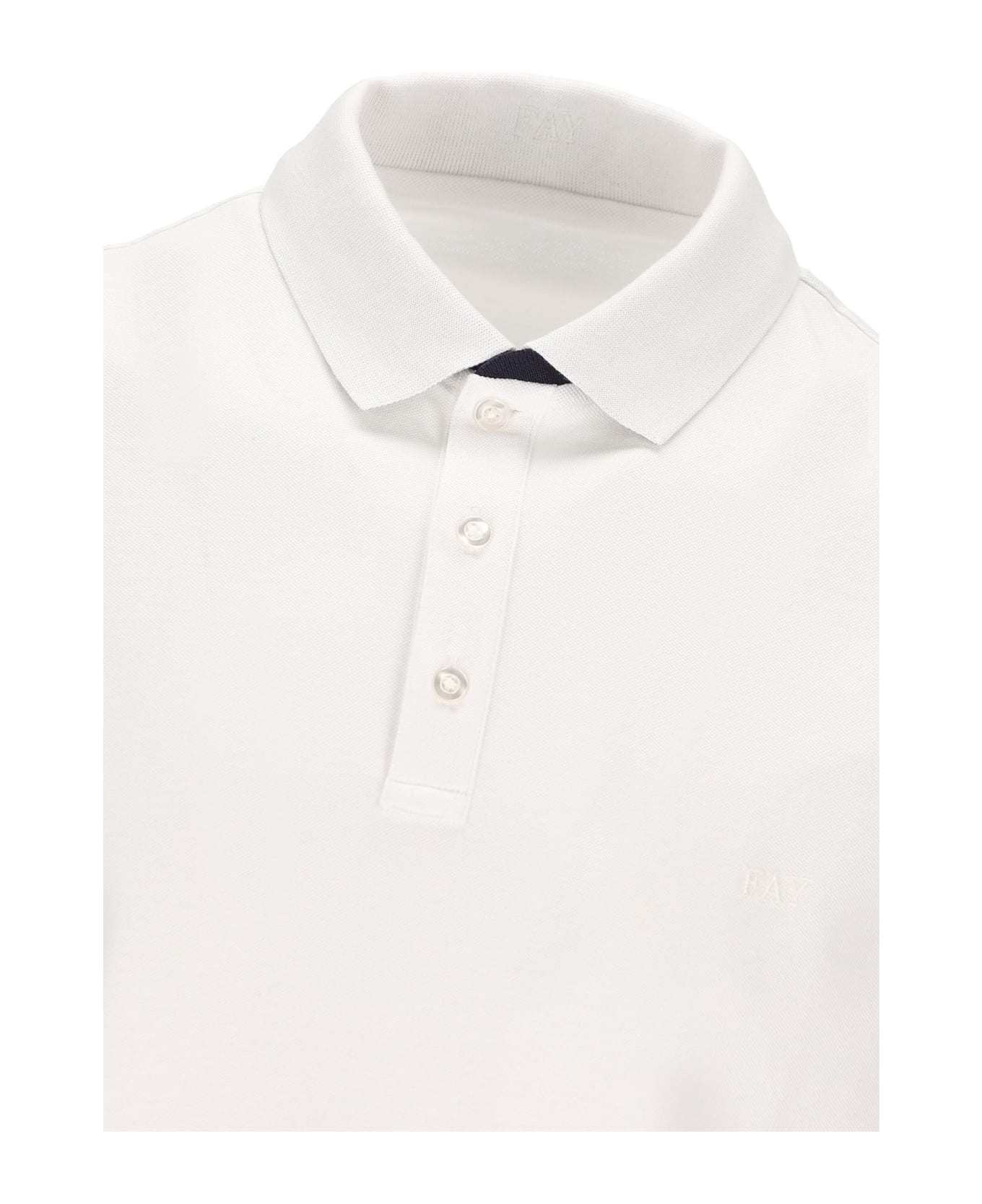Fay White Cotton Polo Shirt - White
