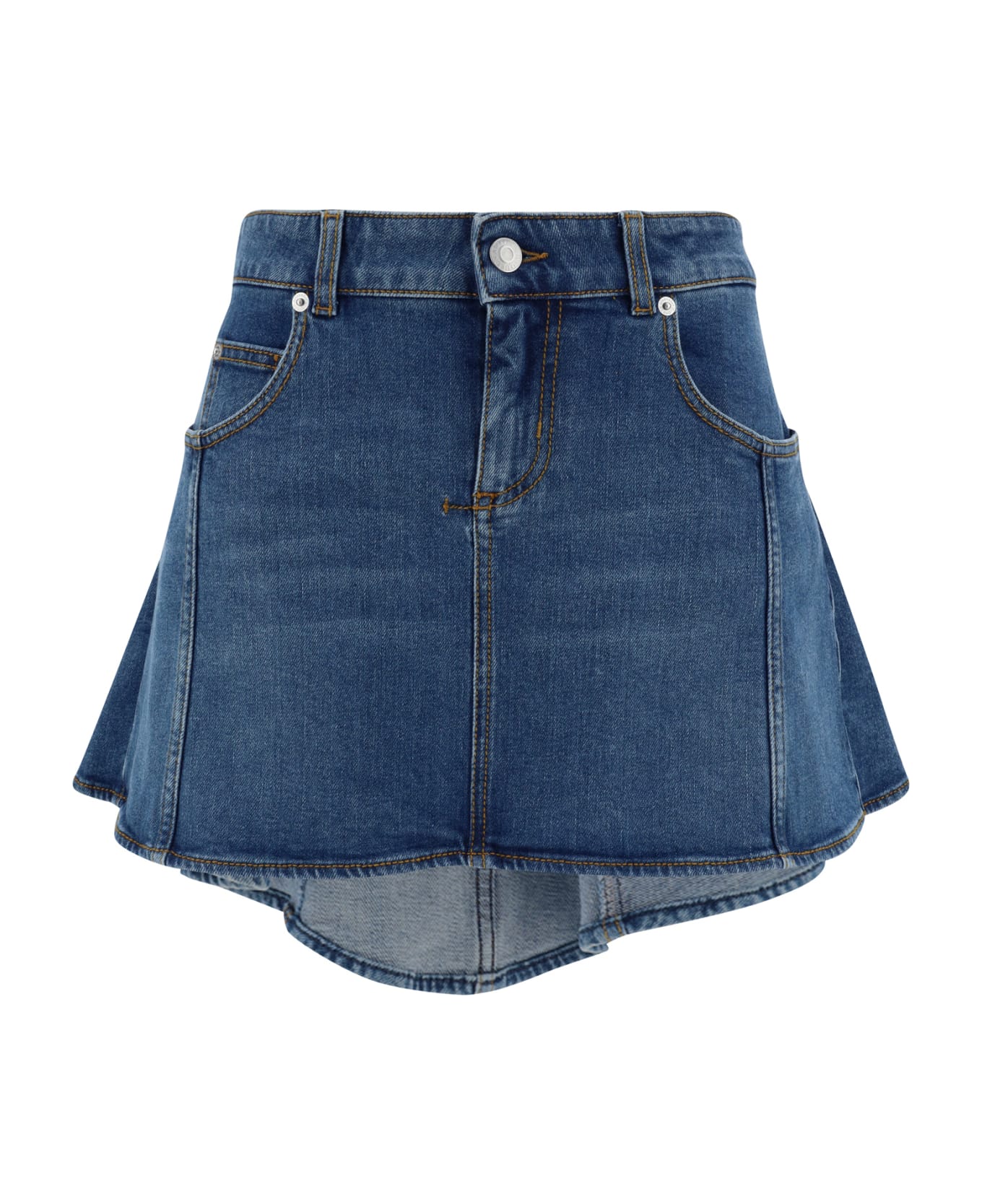 Alexander McQueen Asymmetric Tri Pocket Short Denim Skirt - Blu