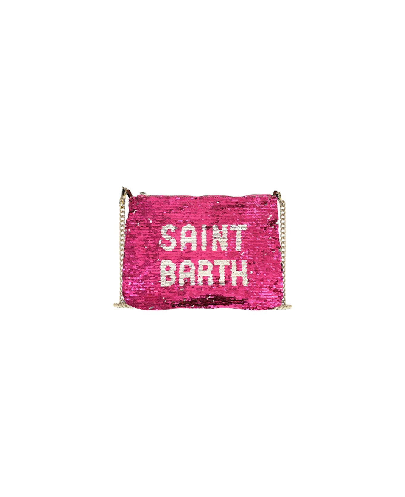 MC2 Saint Barth Parisienne Fuchsia Sequined Pochette With Shoulder Strap - PINK