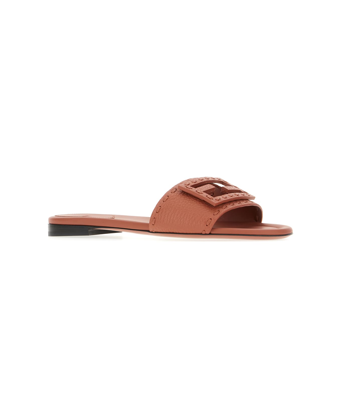 Fendi Brick Leather Baguette Slippers - SIENA