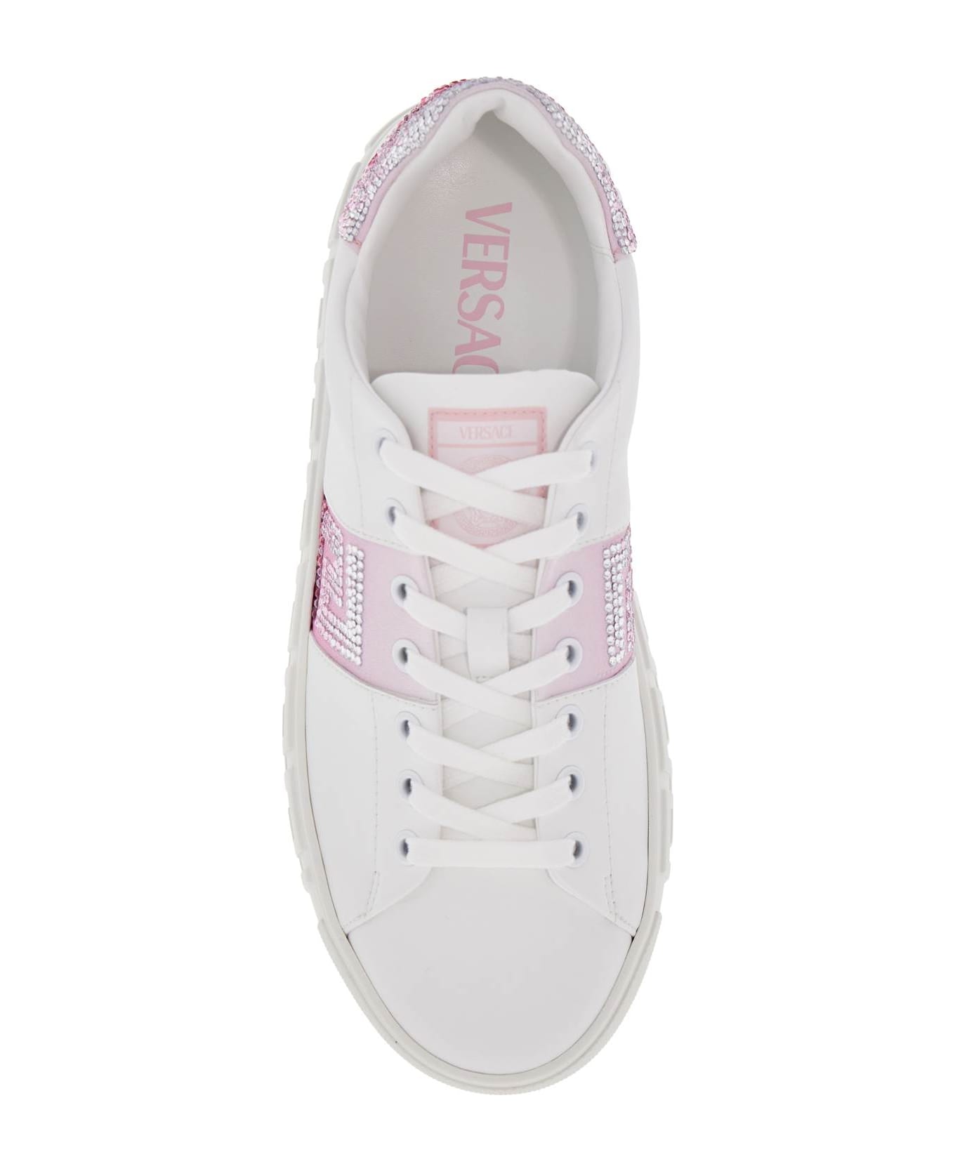 Versace 
greca Crystal Sneakers - WHITE+PASTEL PINK (White)