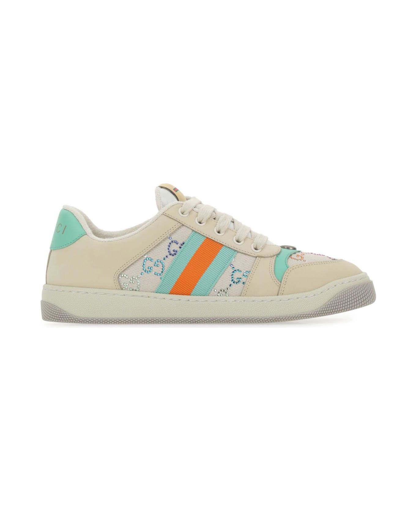 Gucci Multicolor Suede And Fabric Screener Sneakers