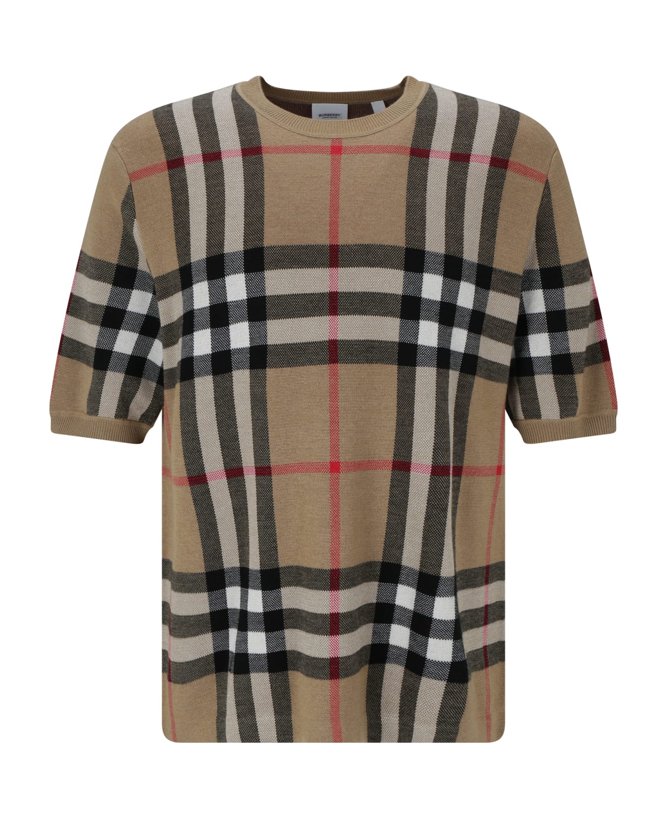 Burberry Wool T-shirt With Vintage Check Print - Beige シャツ
