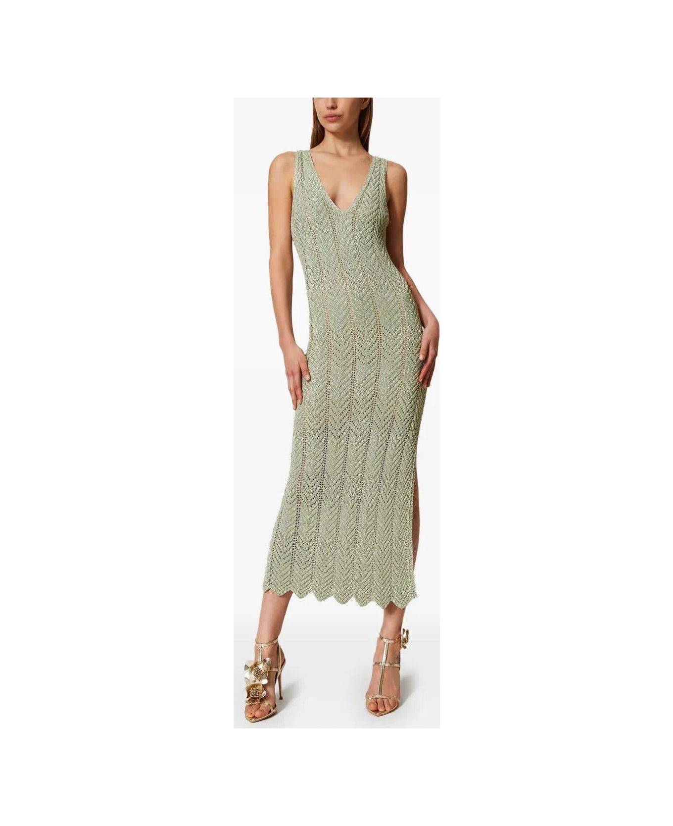 TwinSet Chevron Knit Maxi Dress TwinSet