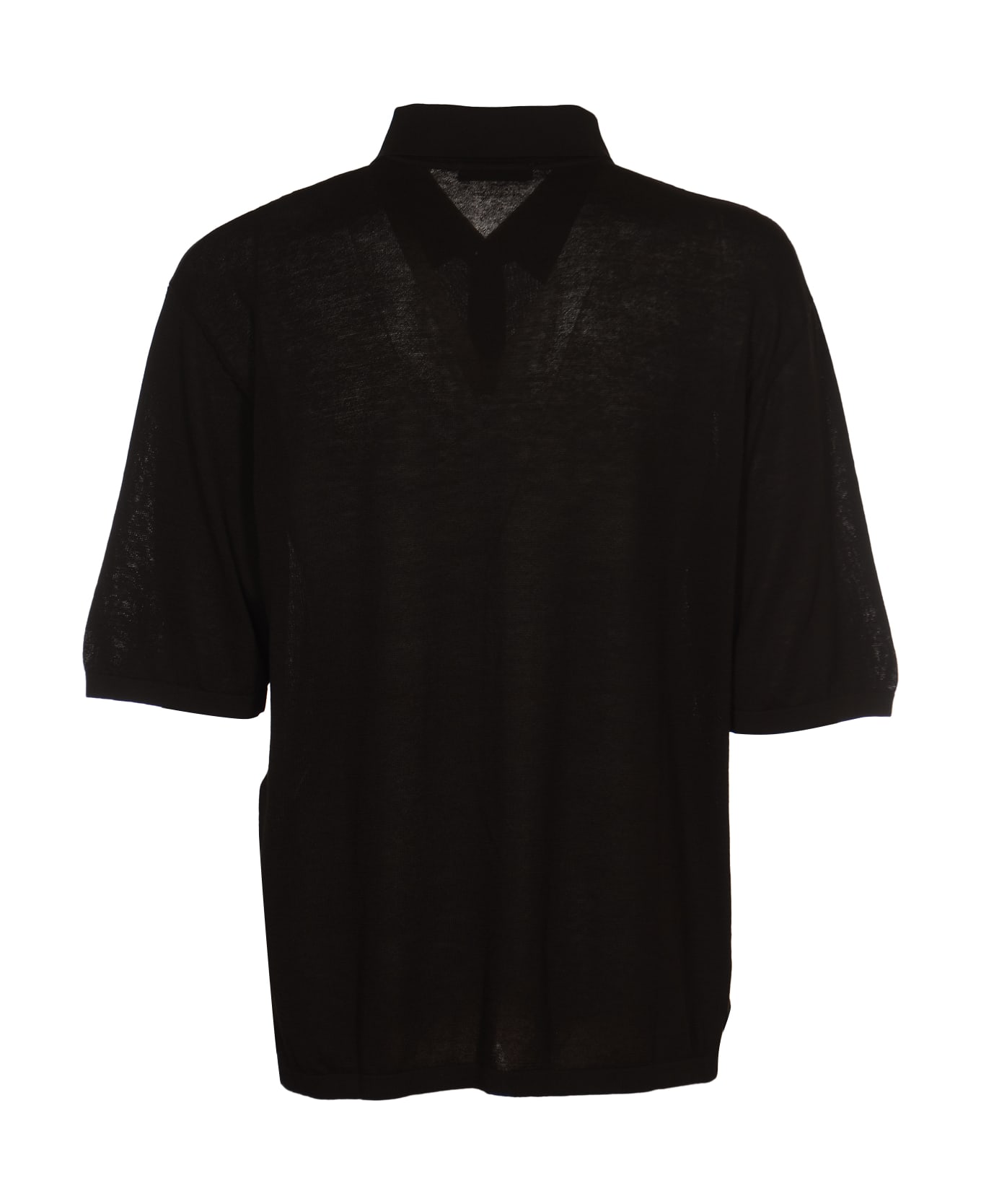 Lemaire Short-sleeved Knit Buttoned Polo Shirt - Black