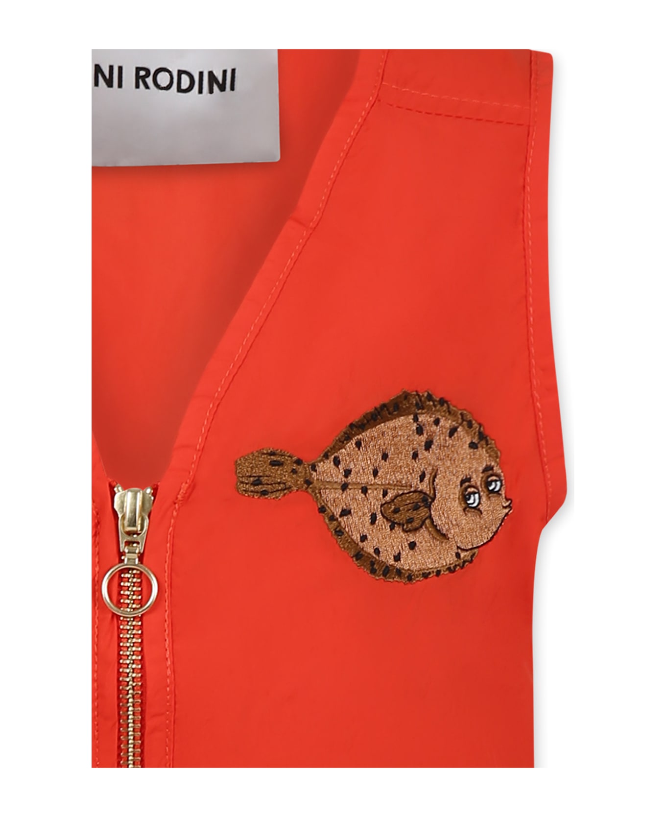 Mini Rodini Orange Vest For Kids With Puffer Fish - Orange