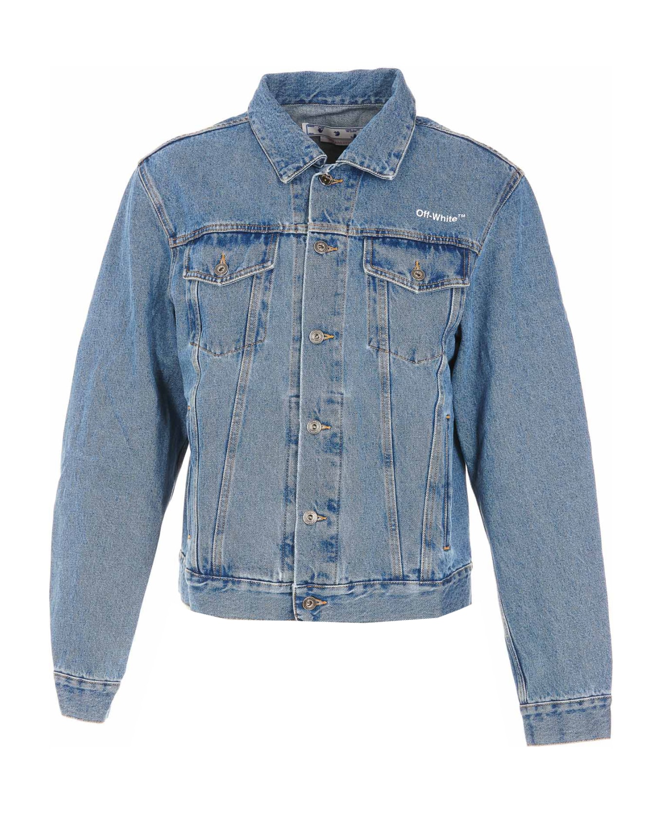 Off-White Diagonal Logo Denim Jacket - DENIM BLUE