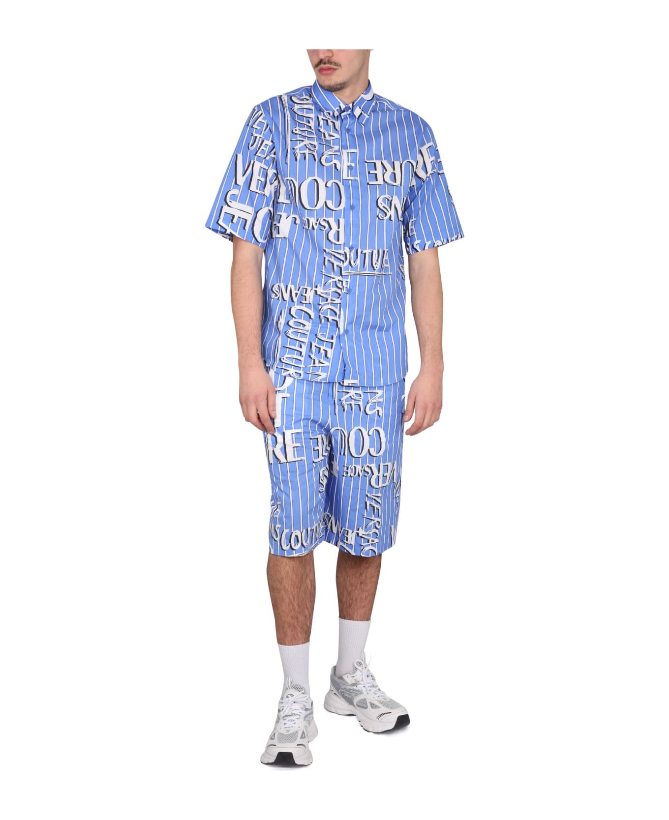 Versace Jeans Couture Bermuda With Logo - AZZURRO