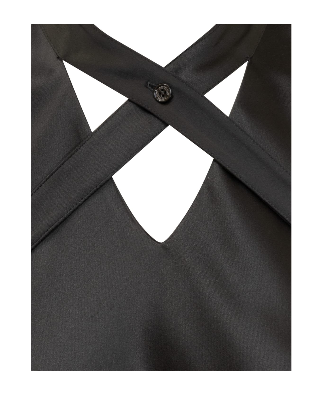 Off-White Satin Dress With Decorative Cross - black ワンピース＆ドレス