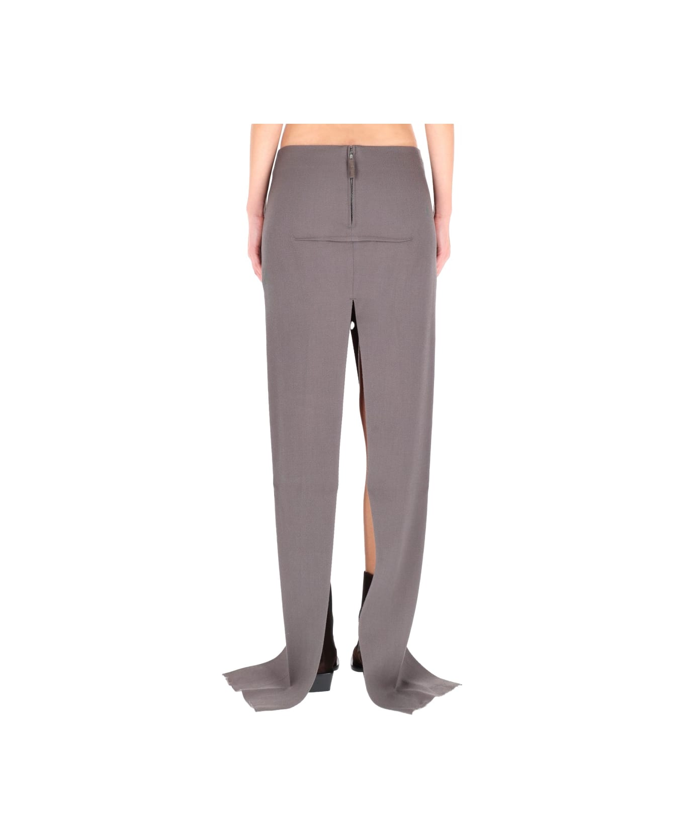 Rick Owens Long Skirt With Center Slits - GREY