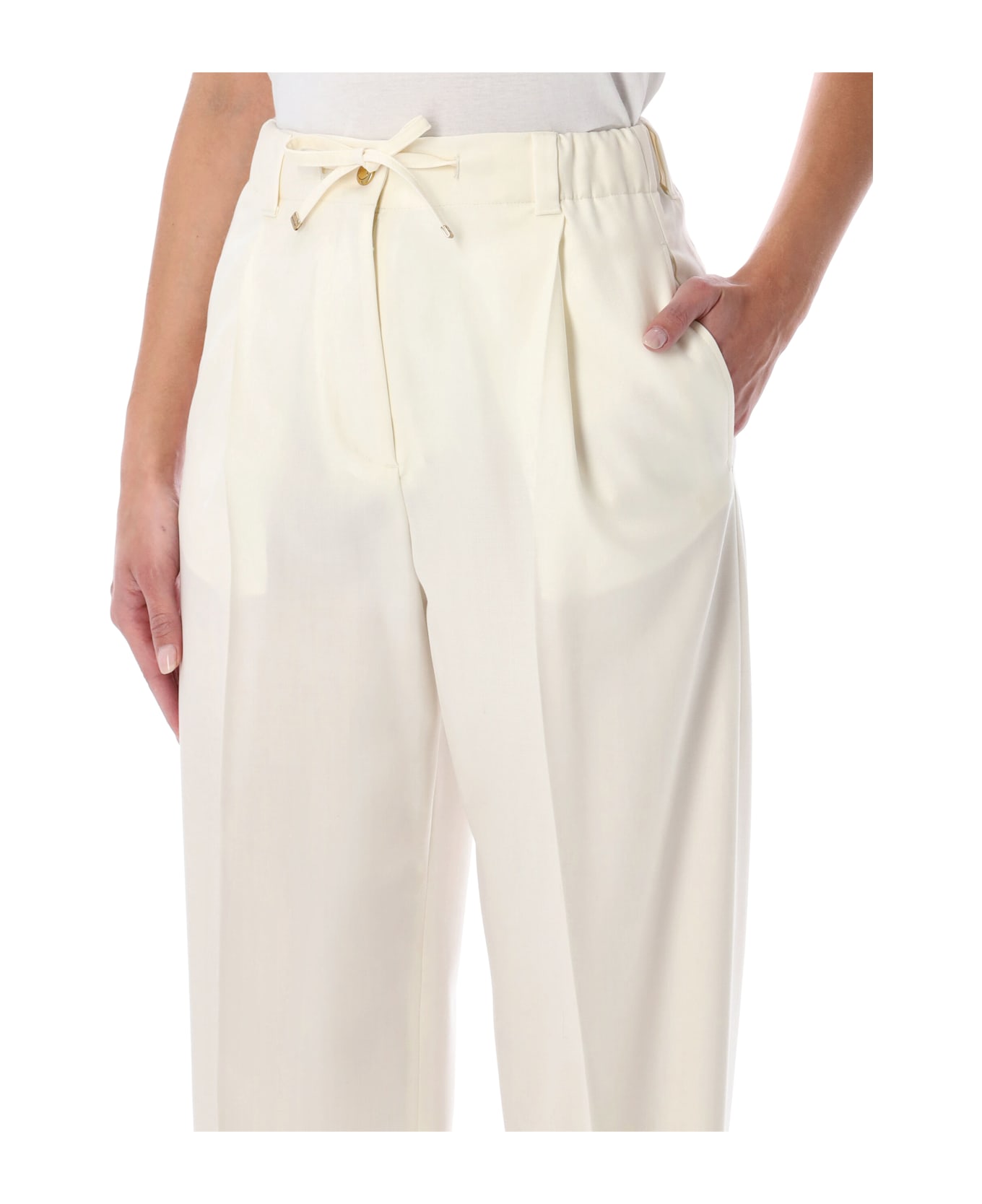 Moncler Wool Gabardine Tailored Trousers - 050 ボトムス