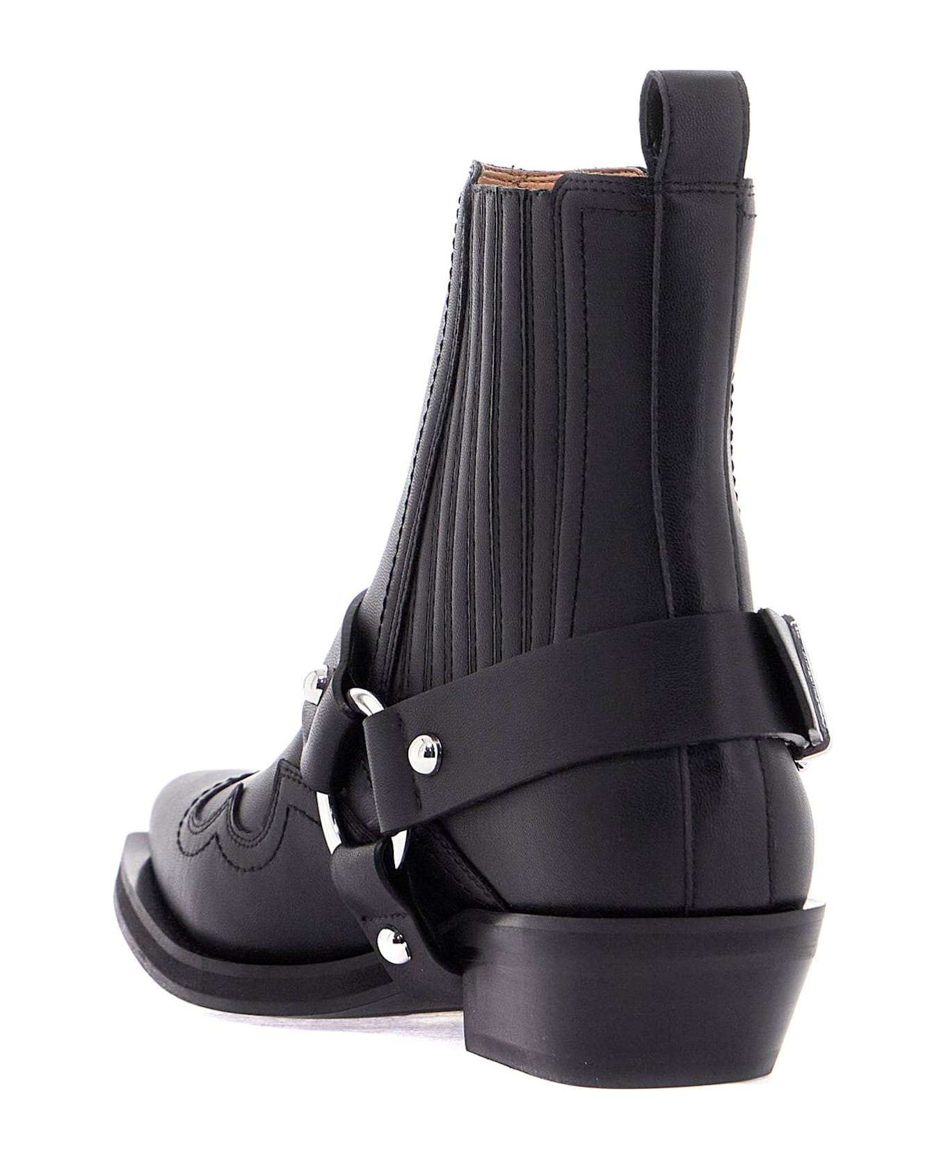 Ganni Western Chelsea Ankle Boots - BLACK