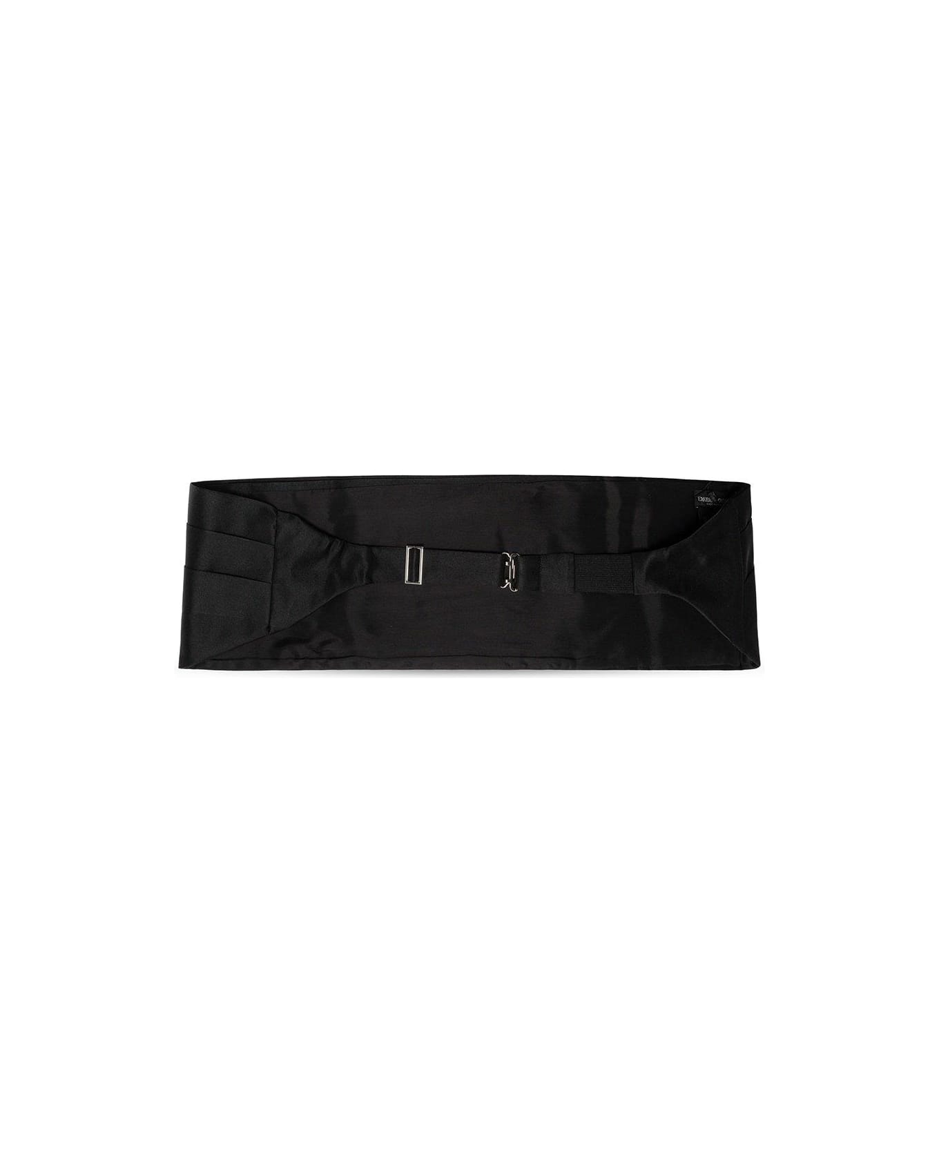 Emporio Armani Pleated Hook Fastened Tuxedo Belt - Black