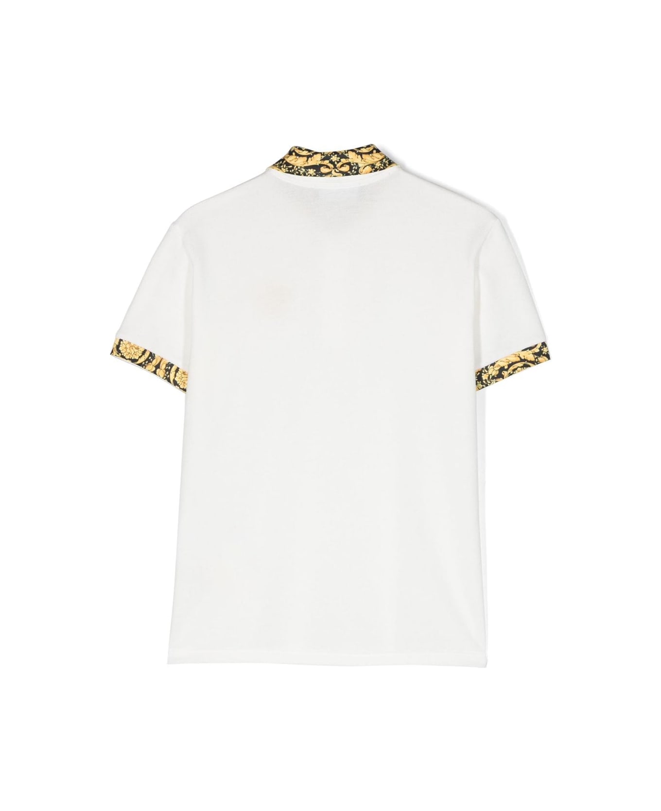 Versace Polo Bianca In Piquet Di Cotone Bambino - Bianco Tシャツ＆ポロシャツ