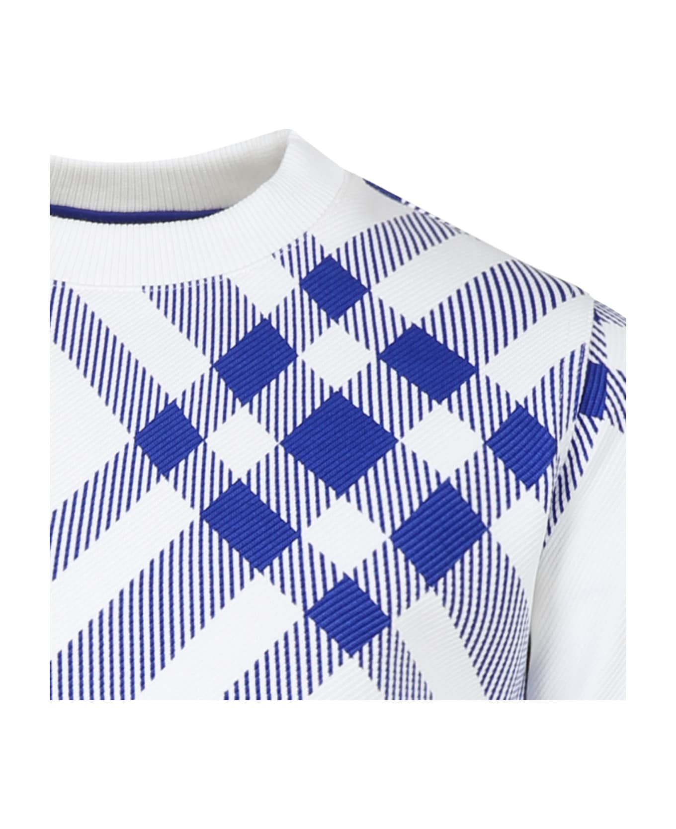 Burberry Sweatshirt For Boy With All Over Check - White ニットウェア＆スウェットシャツ
