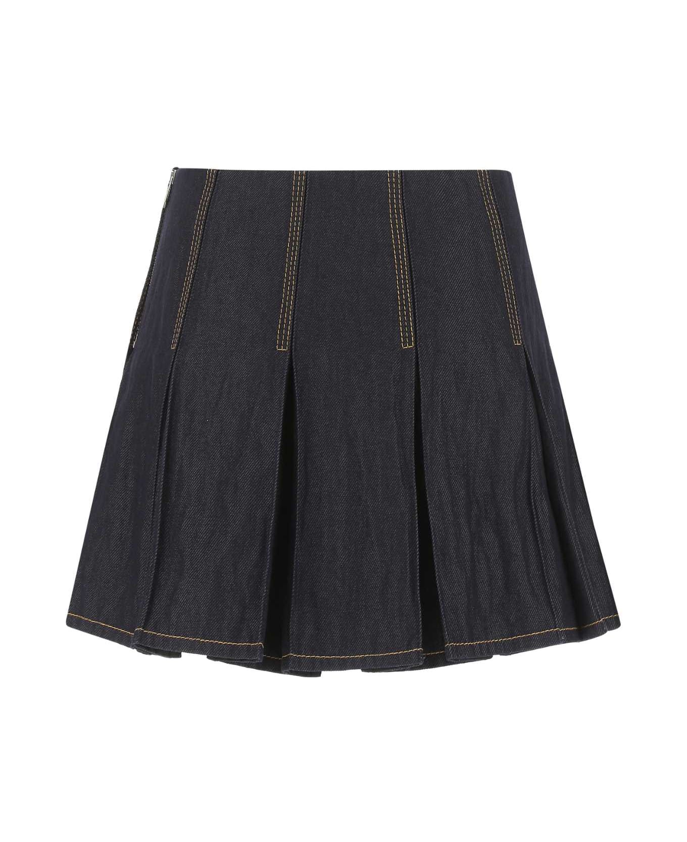Bottega Veneta Dark Blue Denim Mini Skirt - 3399 スカート