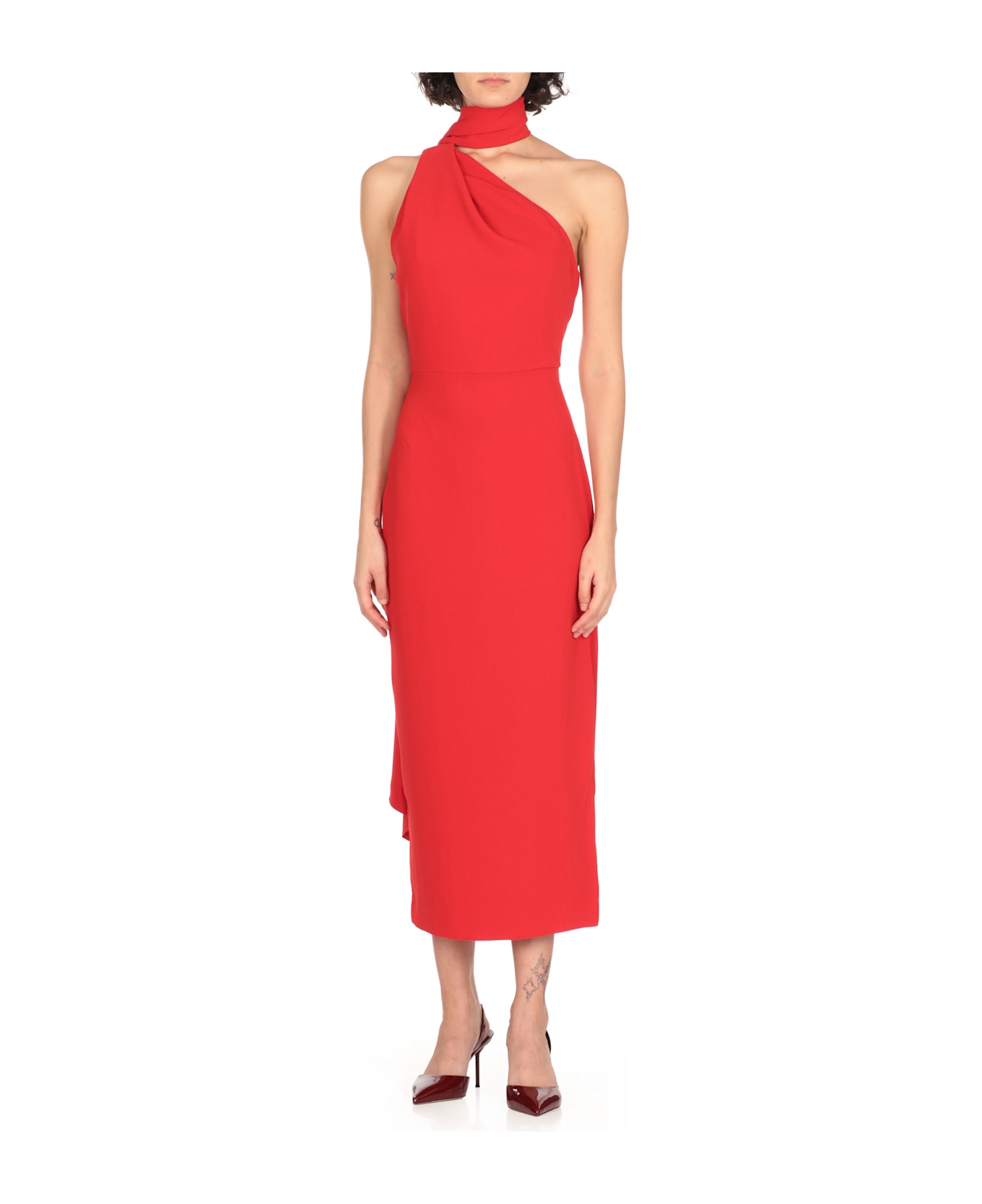 Solace London Samira Midi Dress - Red