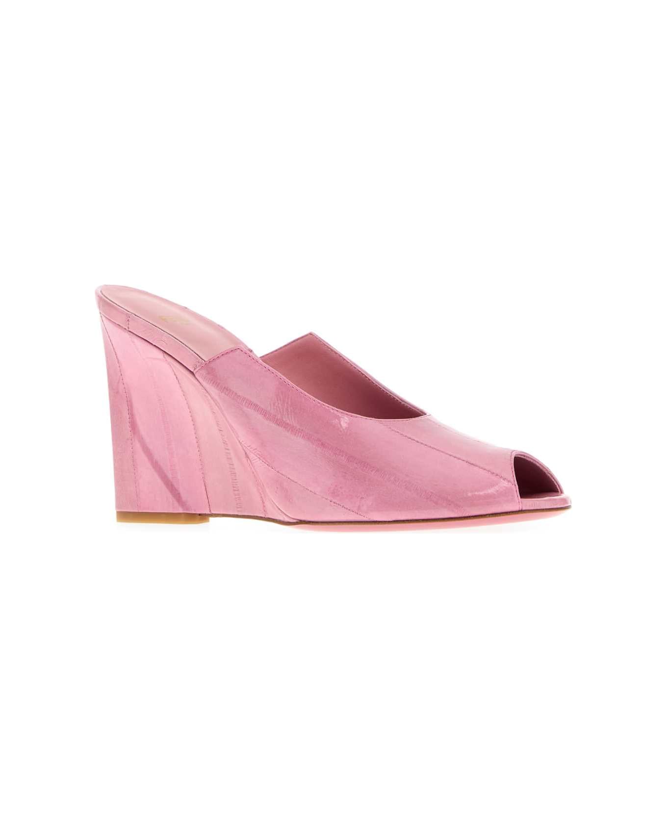 Fendi Pink Leather Arco Wedges - INDIAN PINK