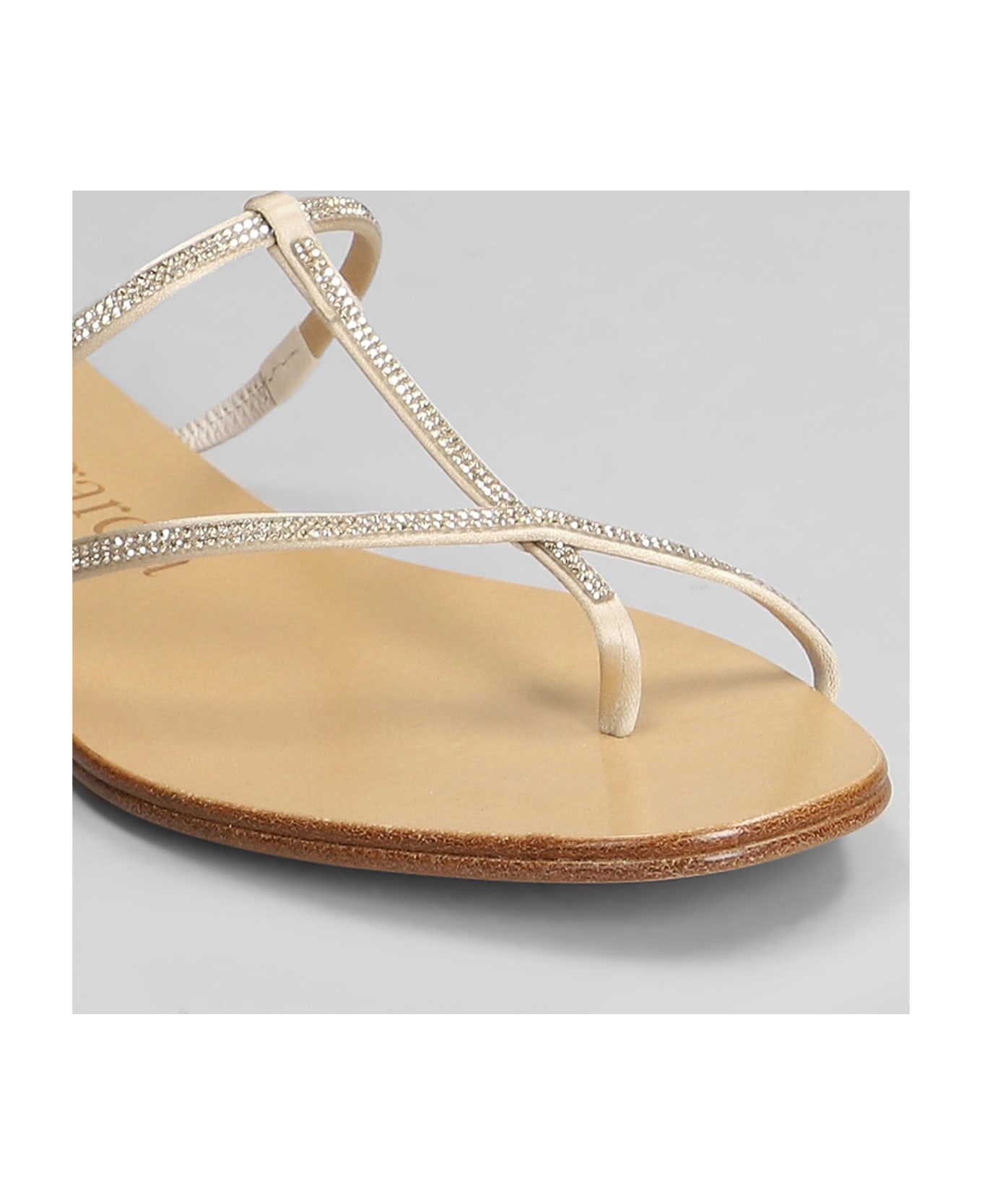 Pedro Garcia Estee Flats In Beige Satin - beige