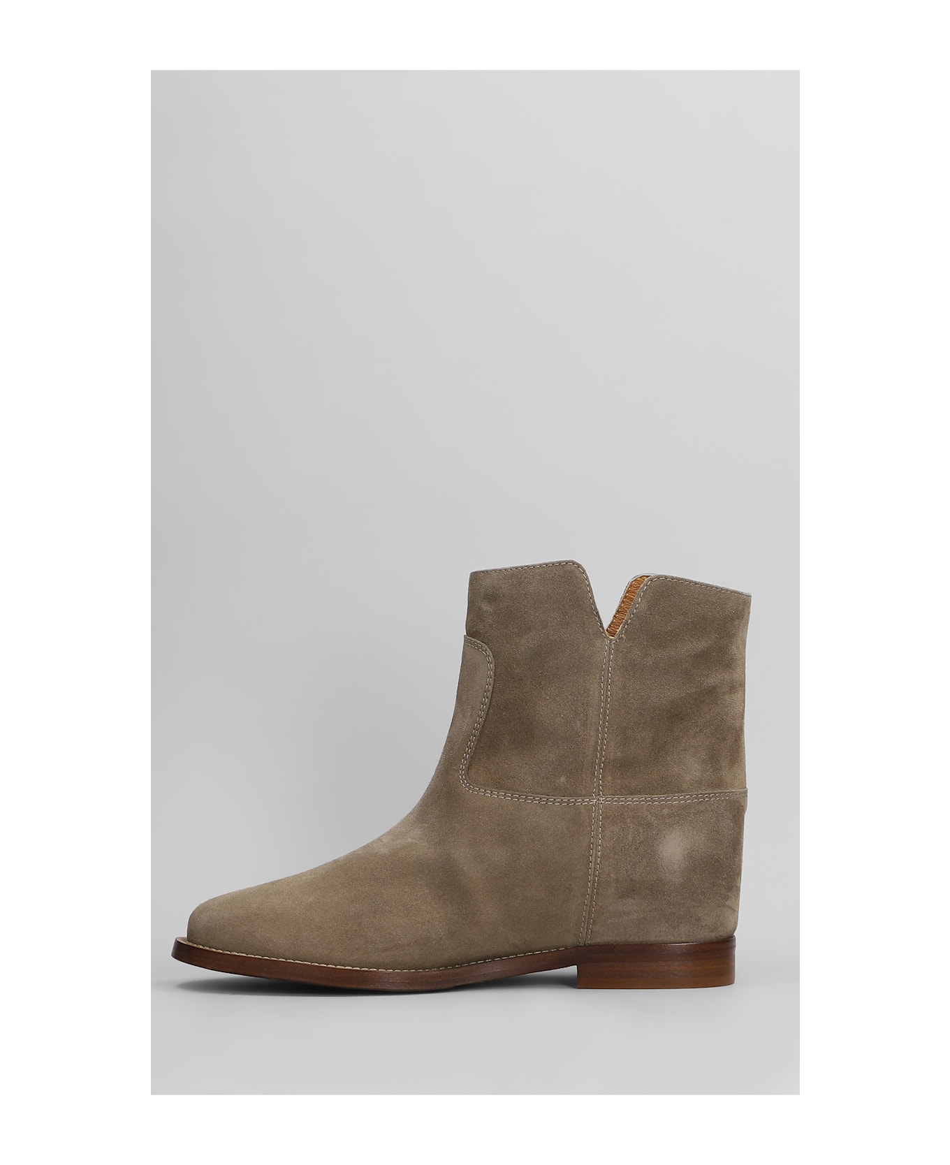 Via Roma 15 Ankle Boots Inside Wedge In Taupe Suede - taupe
