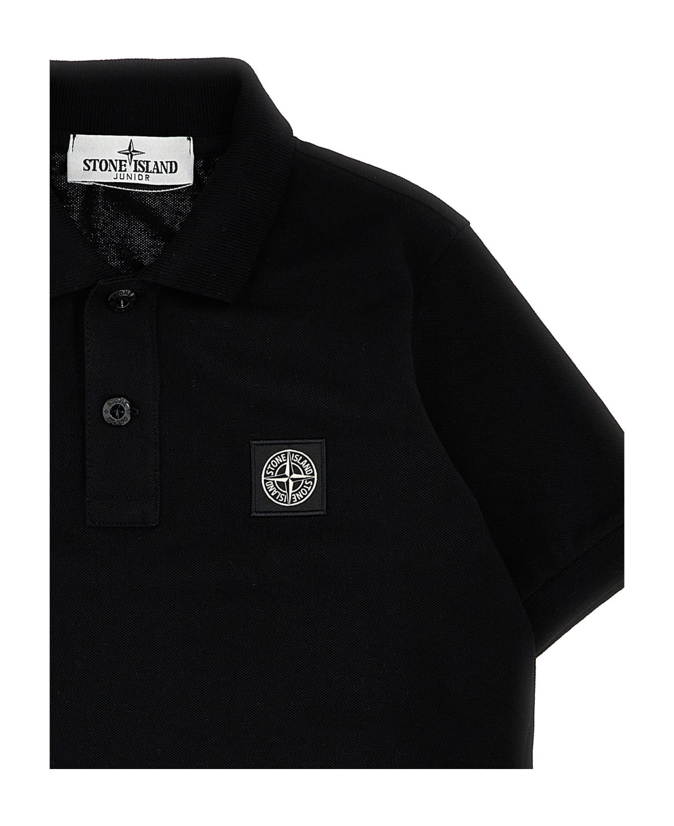 Stone Island Logo Patch Polo Shirt - BLACK Tシャツ＆ポロシャツ