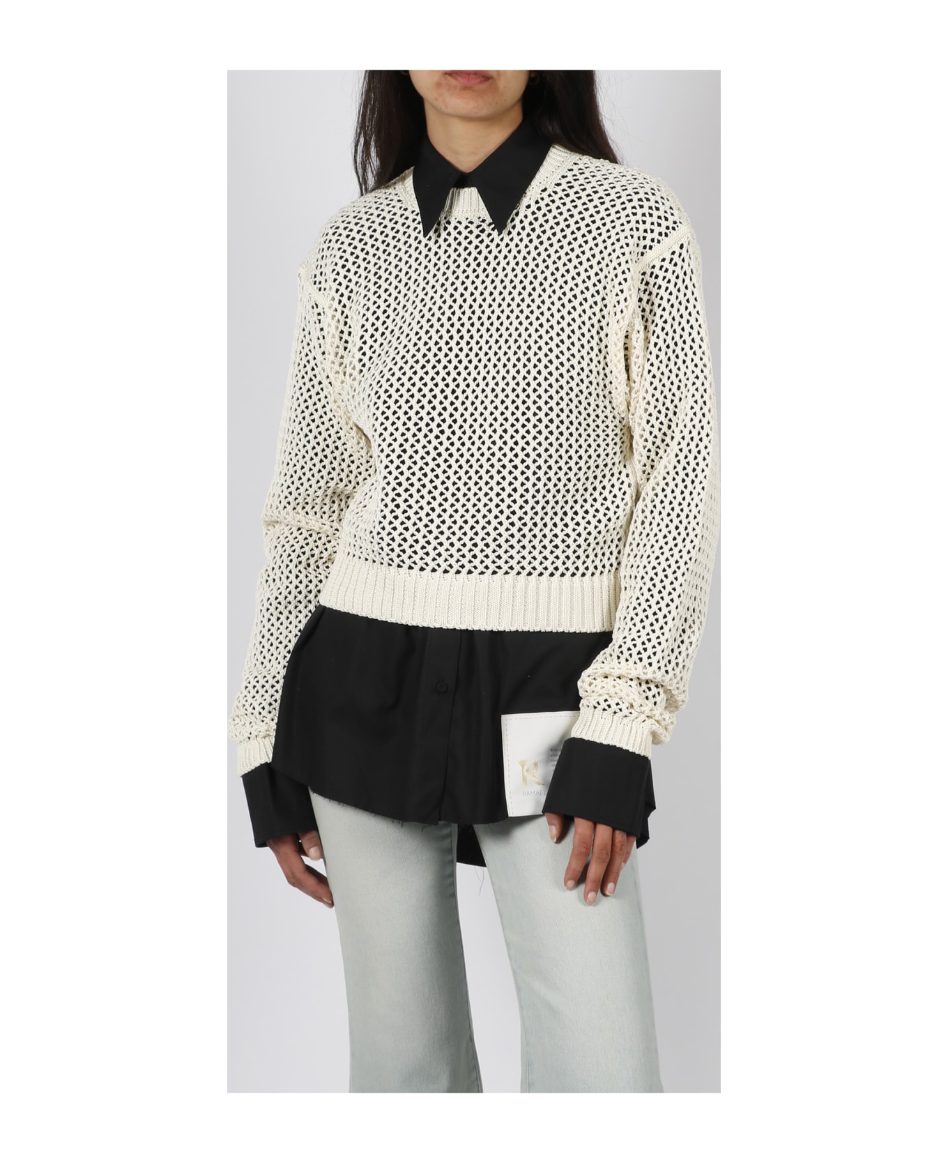 Ramael Bio Cable Crewneck Sweater - White