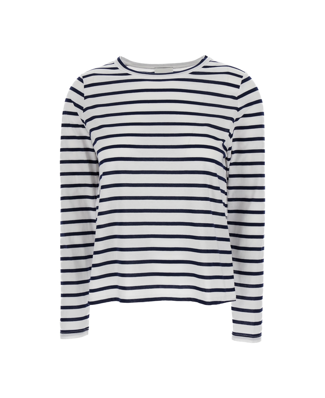 Allude White Striped Long Sleeve T-shirt In Cotton Woman - White Tシャツ