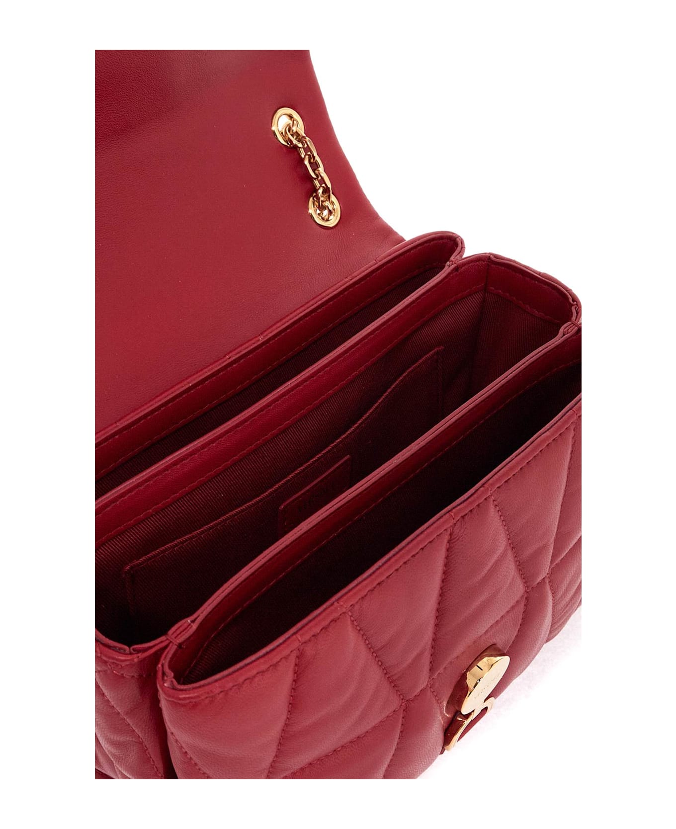 Versace Quilted Shoulder Bag Kleio - LIPSTICK RED-VERSACE GOLD (Red)