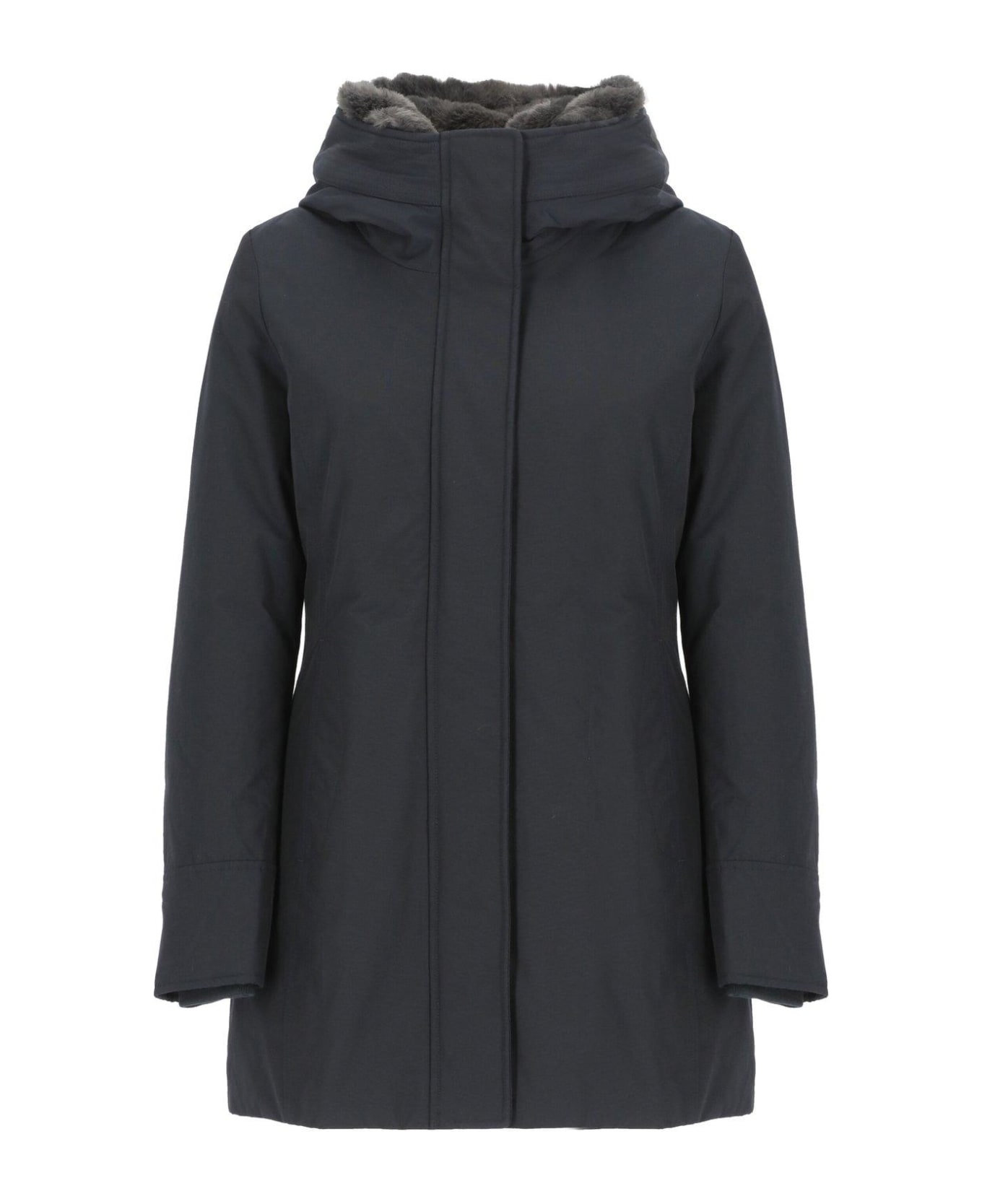 Woolrich Logo-patch Zip-up Padded Coat - Blue