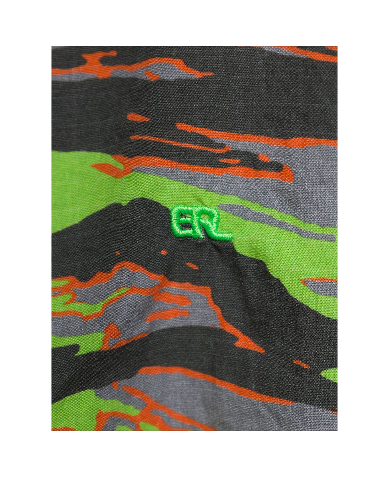 ERL Green Long Sleeve Shirt With Graphic Print In Cotton - Multicolor
