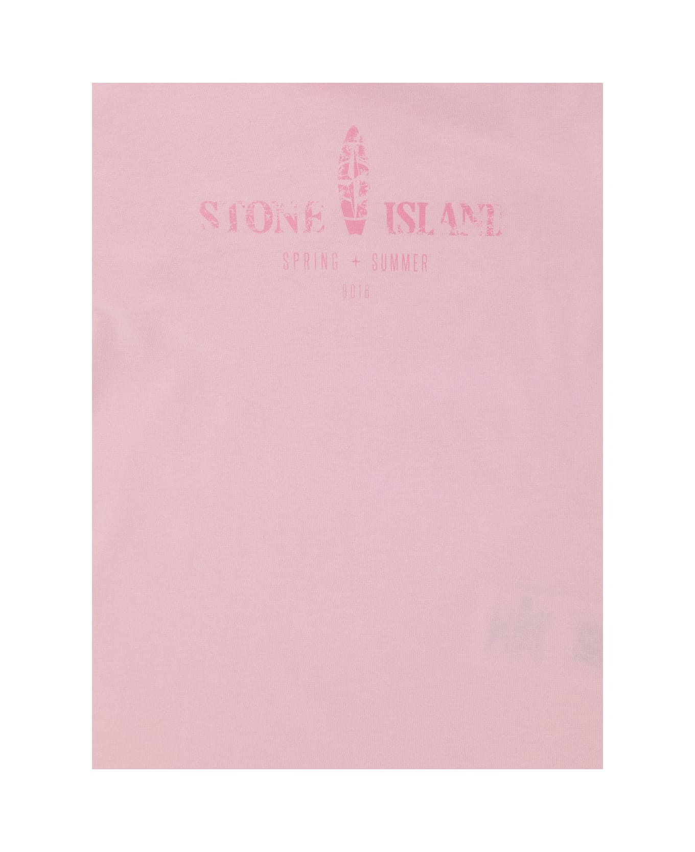 Stone Island Junior Pink Crewneck T-shirt With Logo Print In Cotton Boy - Pink