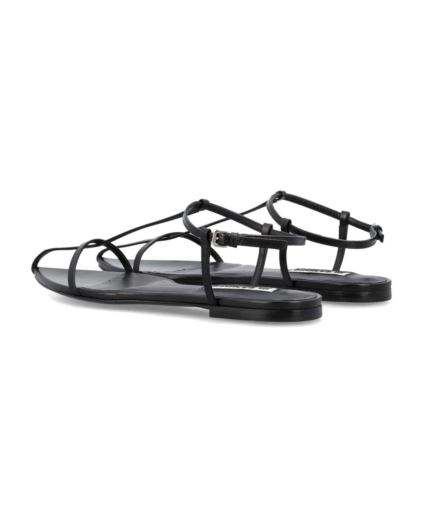 Jil Sander Tripon Leather Flat Sandals - black