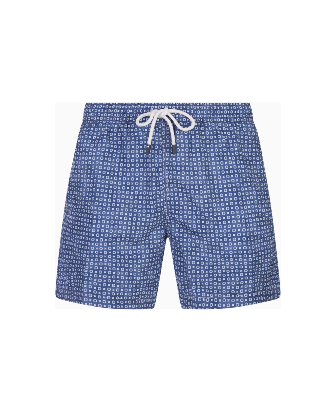 Fedeli Royal Blue Swim Shorts With Micro Pattern - Blue