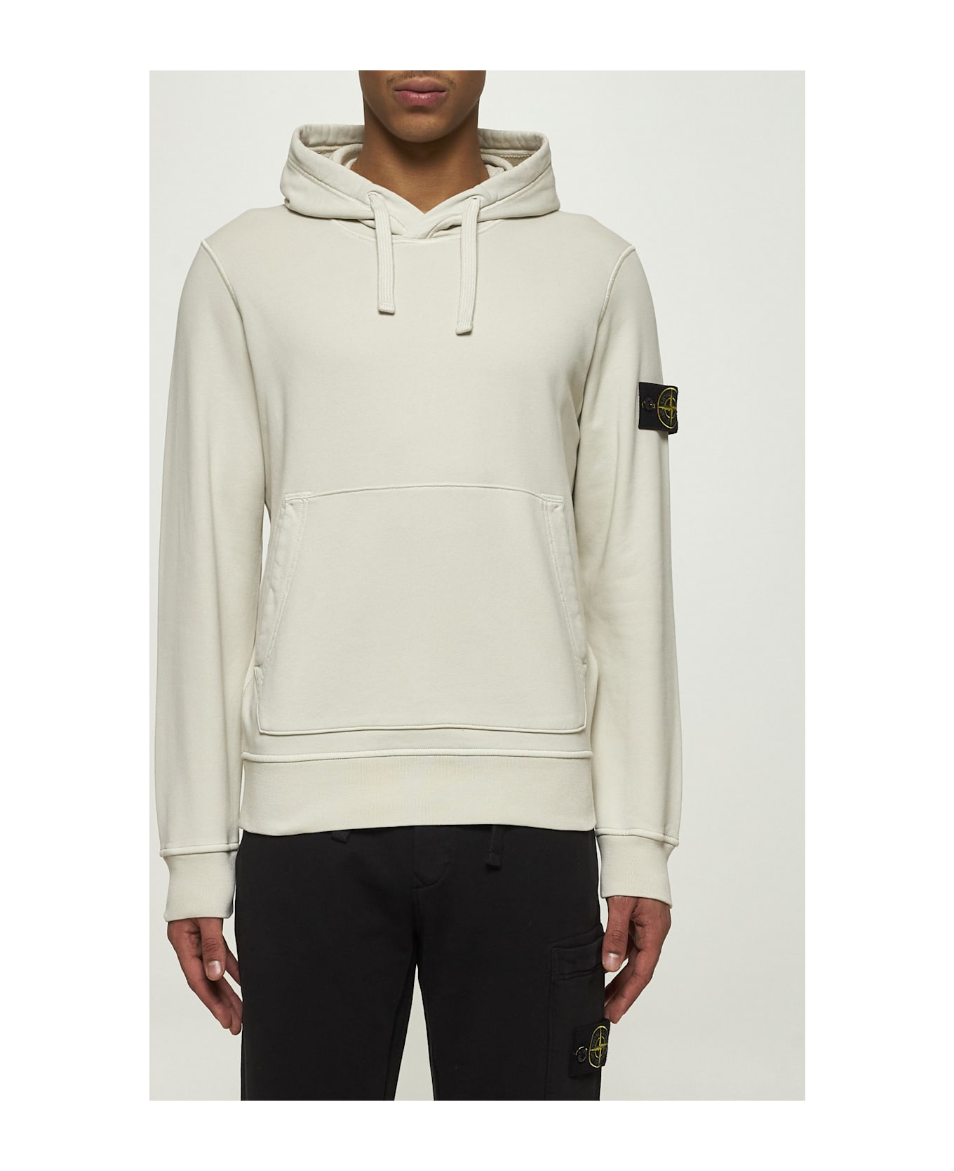 Stone Island Beige Cotton Hoodie - White
