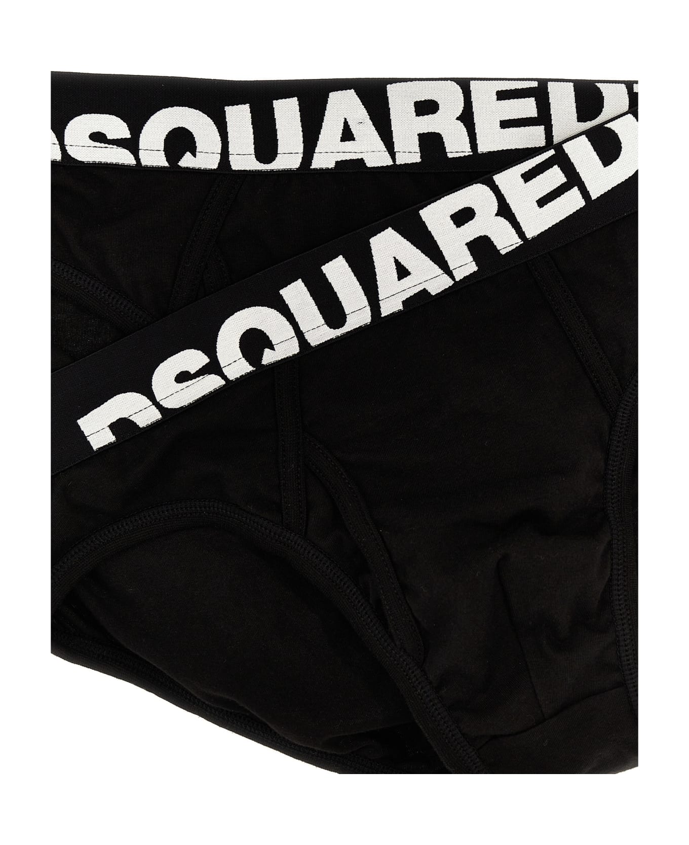 Dsquared2 2-pack Elastic Logo Briefs - White/Black