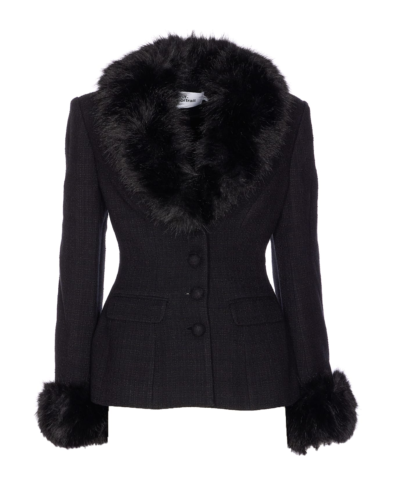 self-portrait Tailored Boucle Jacket - Black