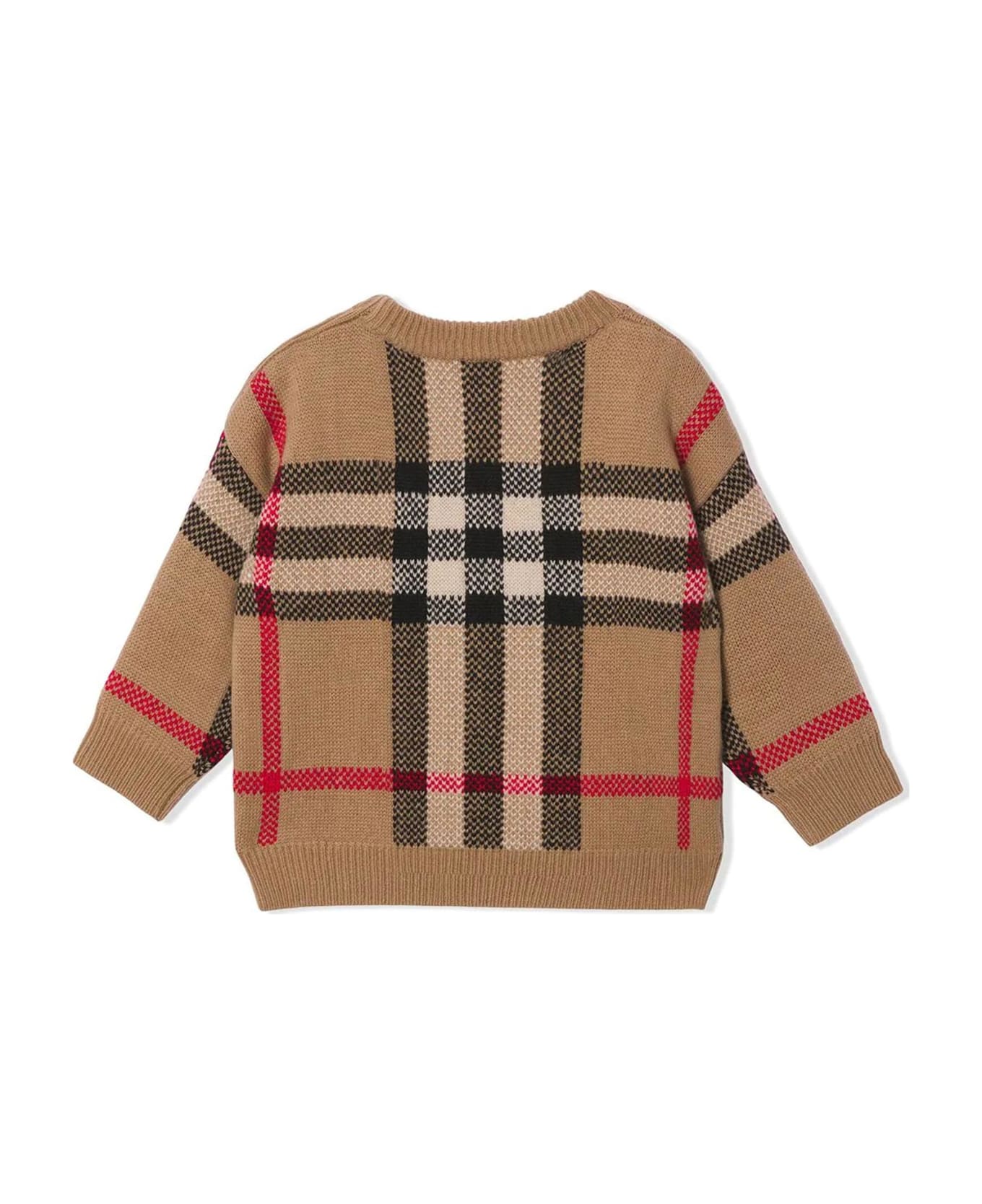 Burberry Sweater With Check Pattern - Beige ニットウェア＆スウェットシャツ