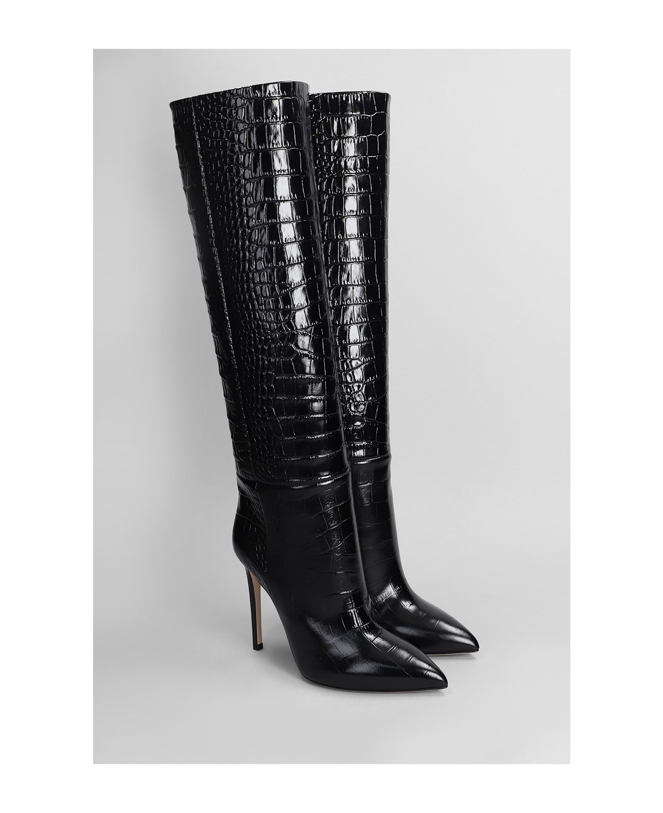 Paris Texas Stiletto Boot High Heels Boots In Black Leather - black