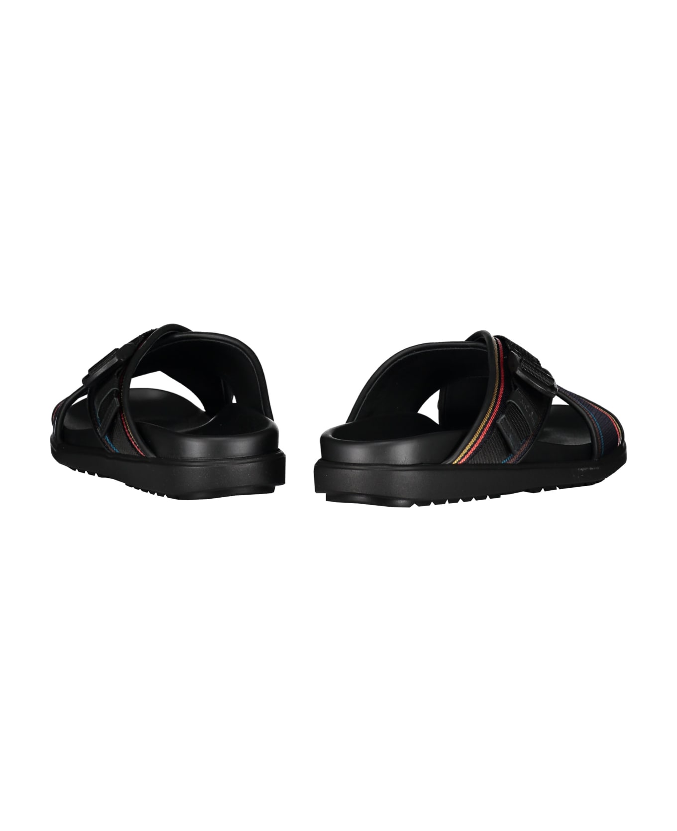 Paul Smith Leather And Fabric Slides - black