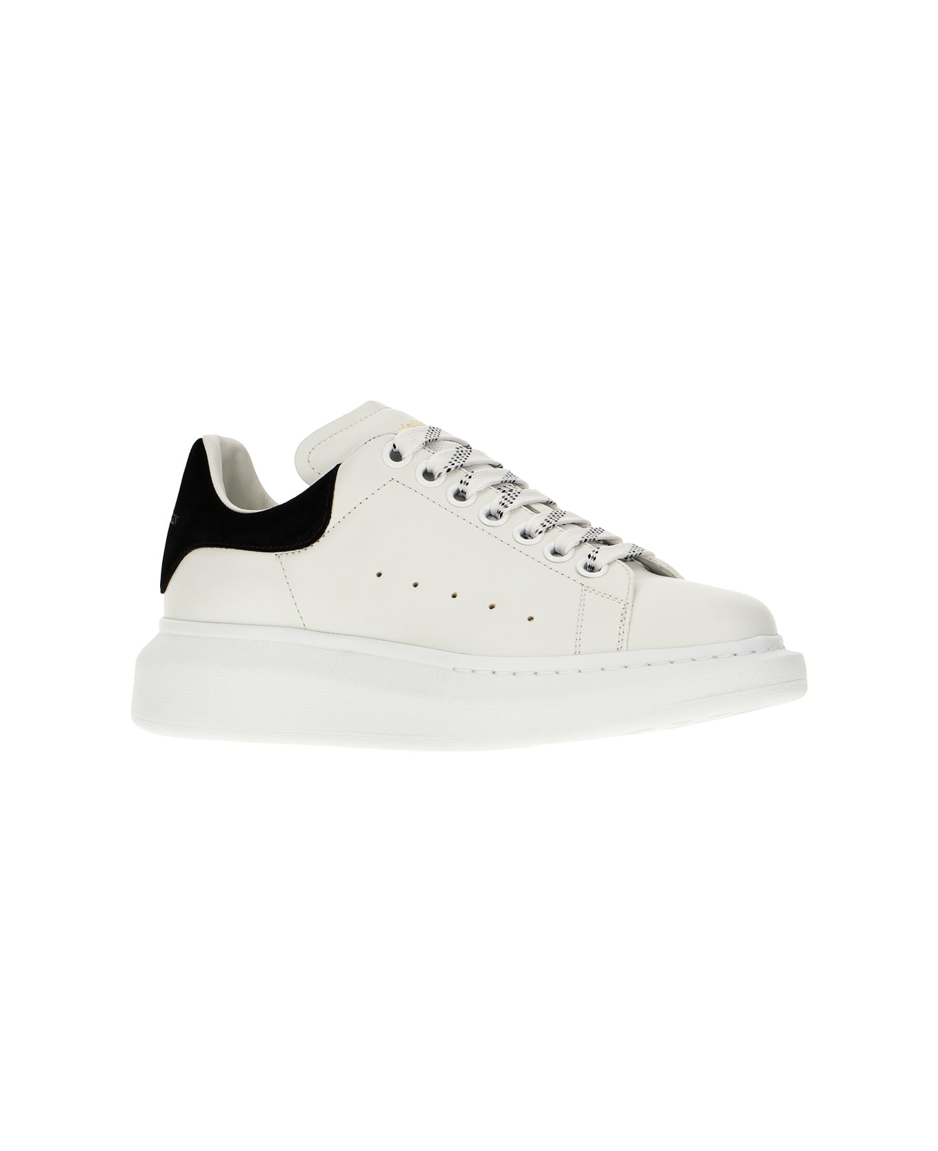 Alexander McQueen White Leather Sneakers With Black Suede Heel - WHITEBLACK