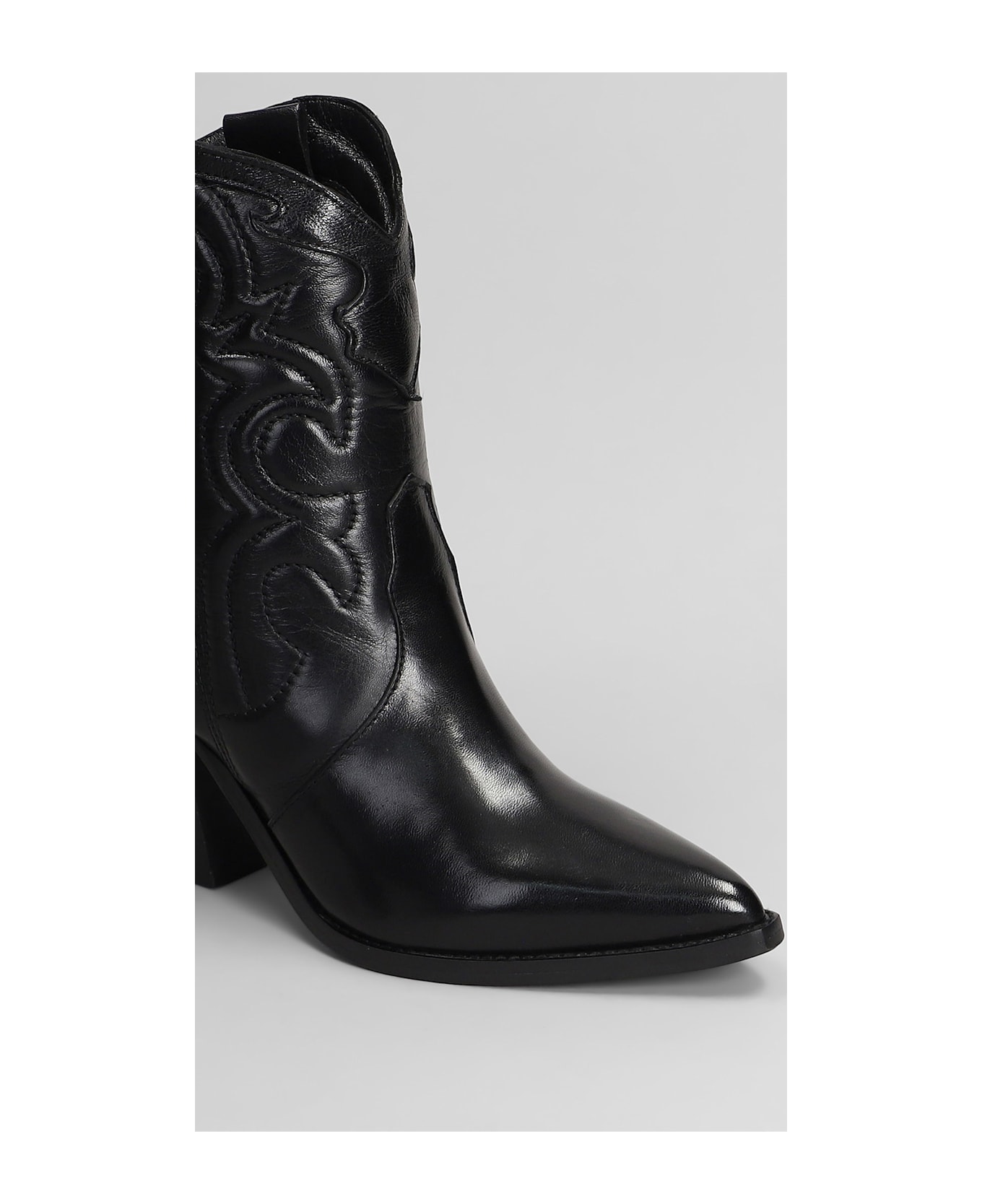 Julie Dee Texan Ankle Boots In Black Leather - black ブーツ