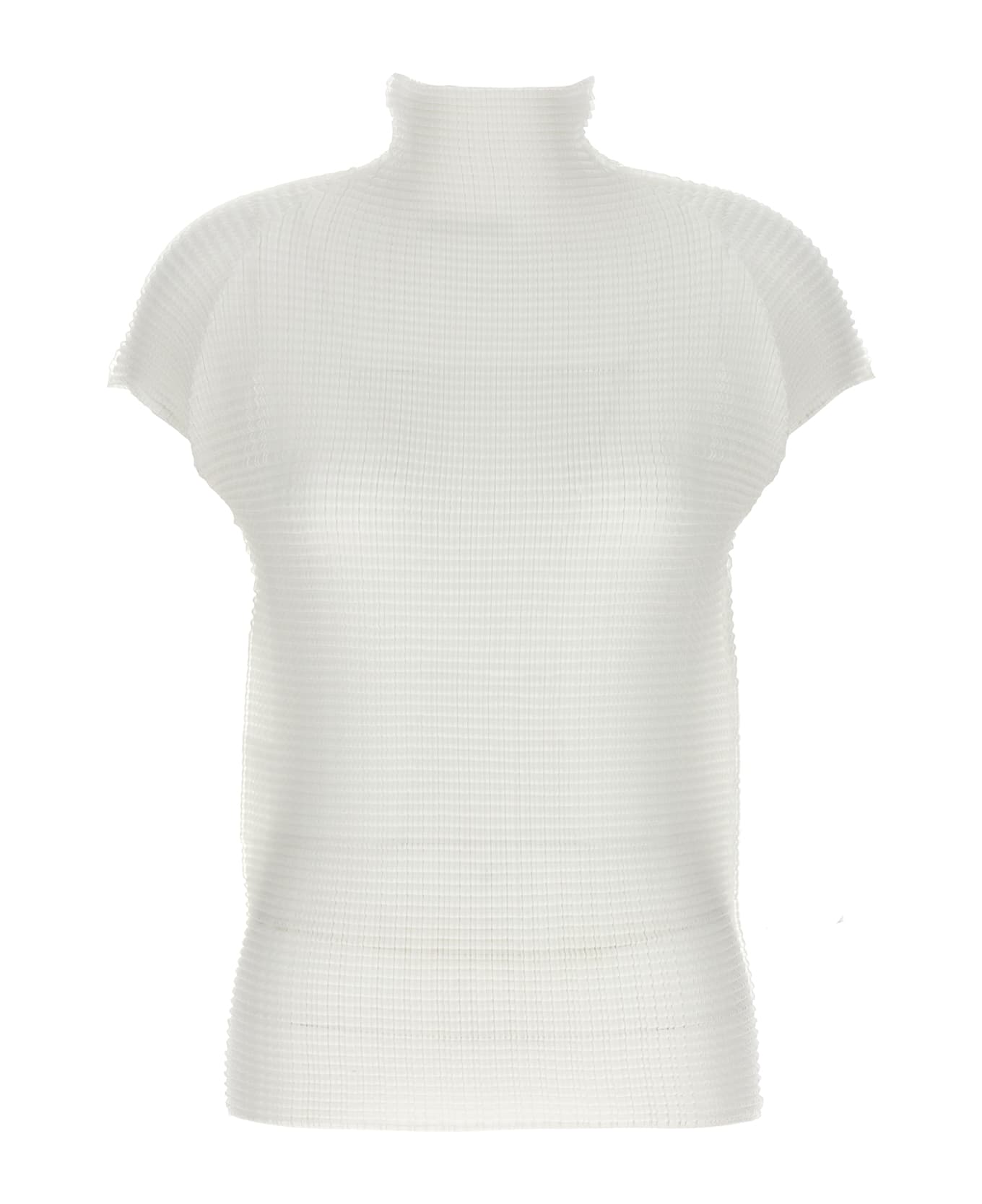 Issey Miyake 
wooly Pleats
 Blouse - White