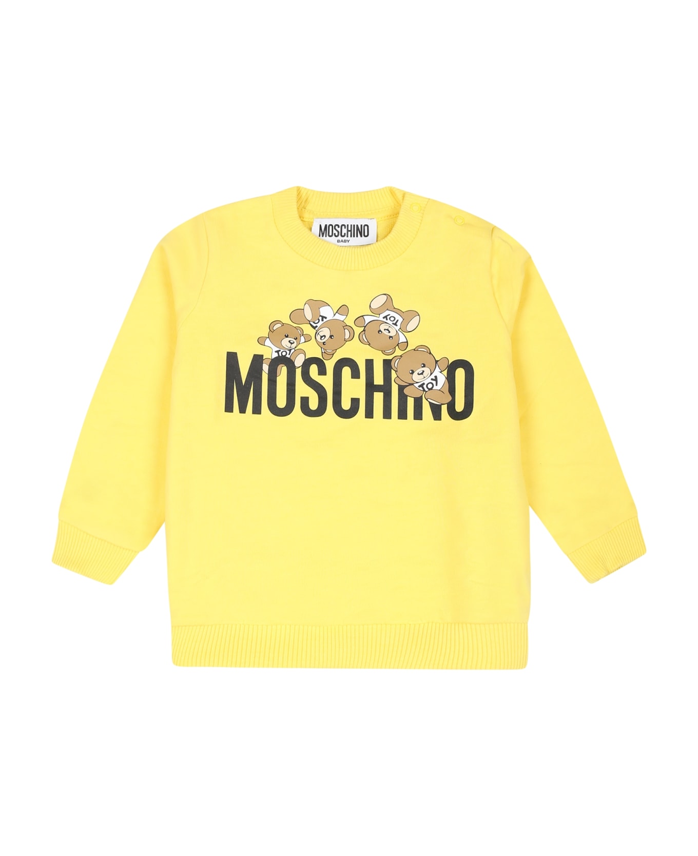 Moschino Yellow Sweatshirt For Babykids With Teddy Bear - Yellow ニットウェア＆スウェットシャツ